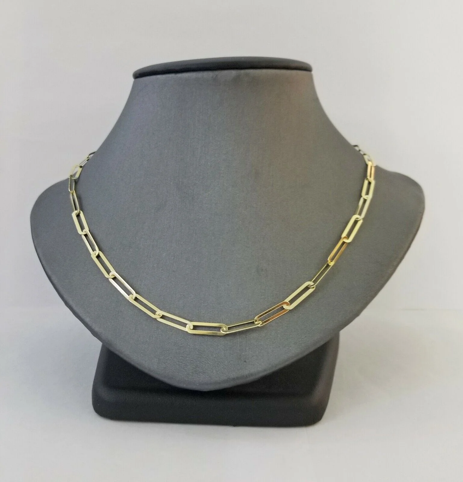 Real 10k Women Paperclip Necklace 20" 4mm lobster Clasp Yellow Gold Chain - Image 3