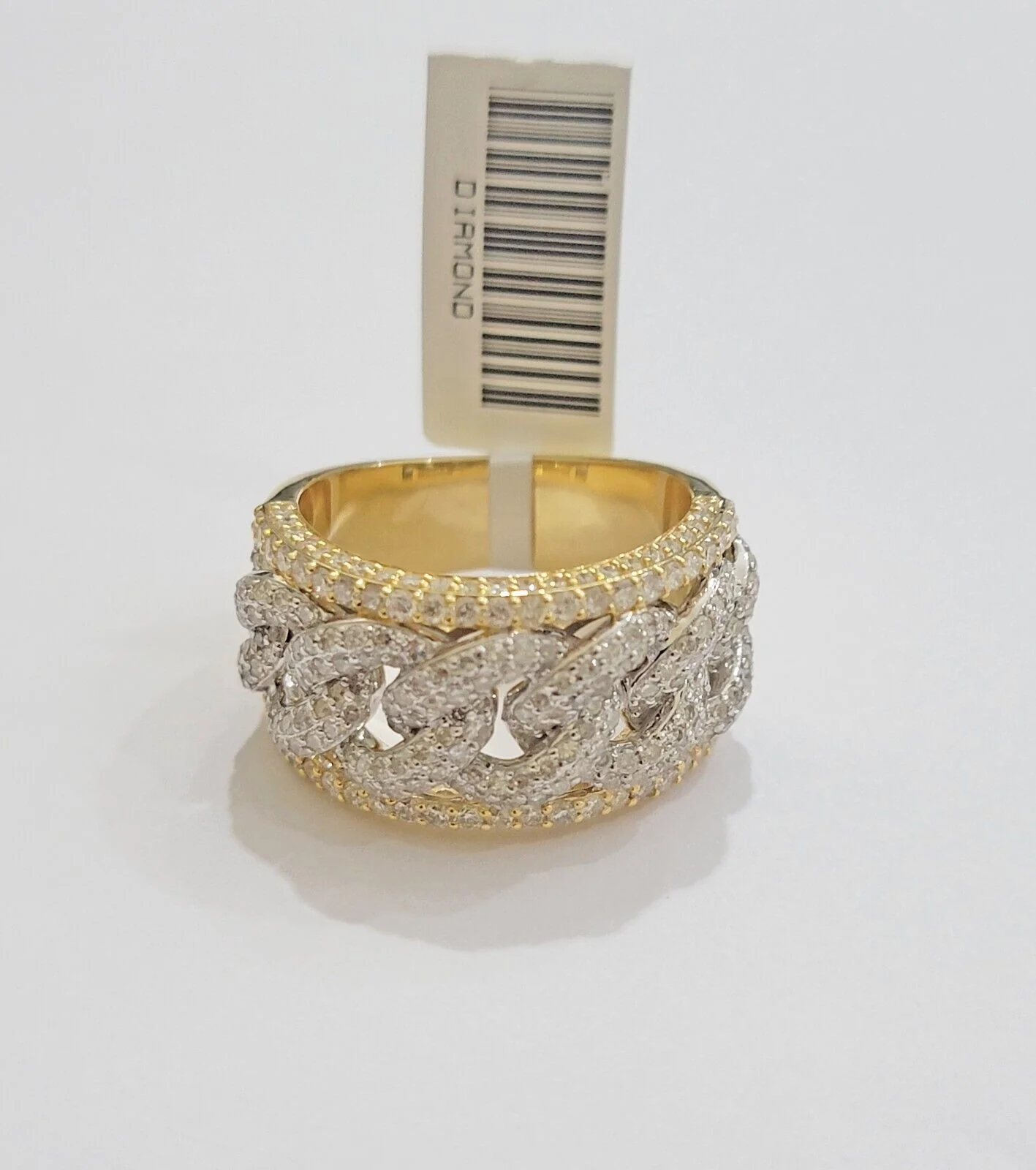 Real 10k Yellow Diamond Miami cuban Link Ring Mens Band 2.5 Ct Round Cut GENUINE - Image 4