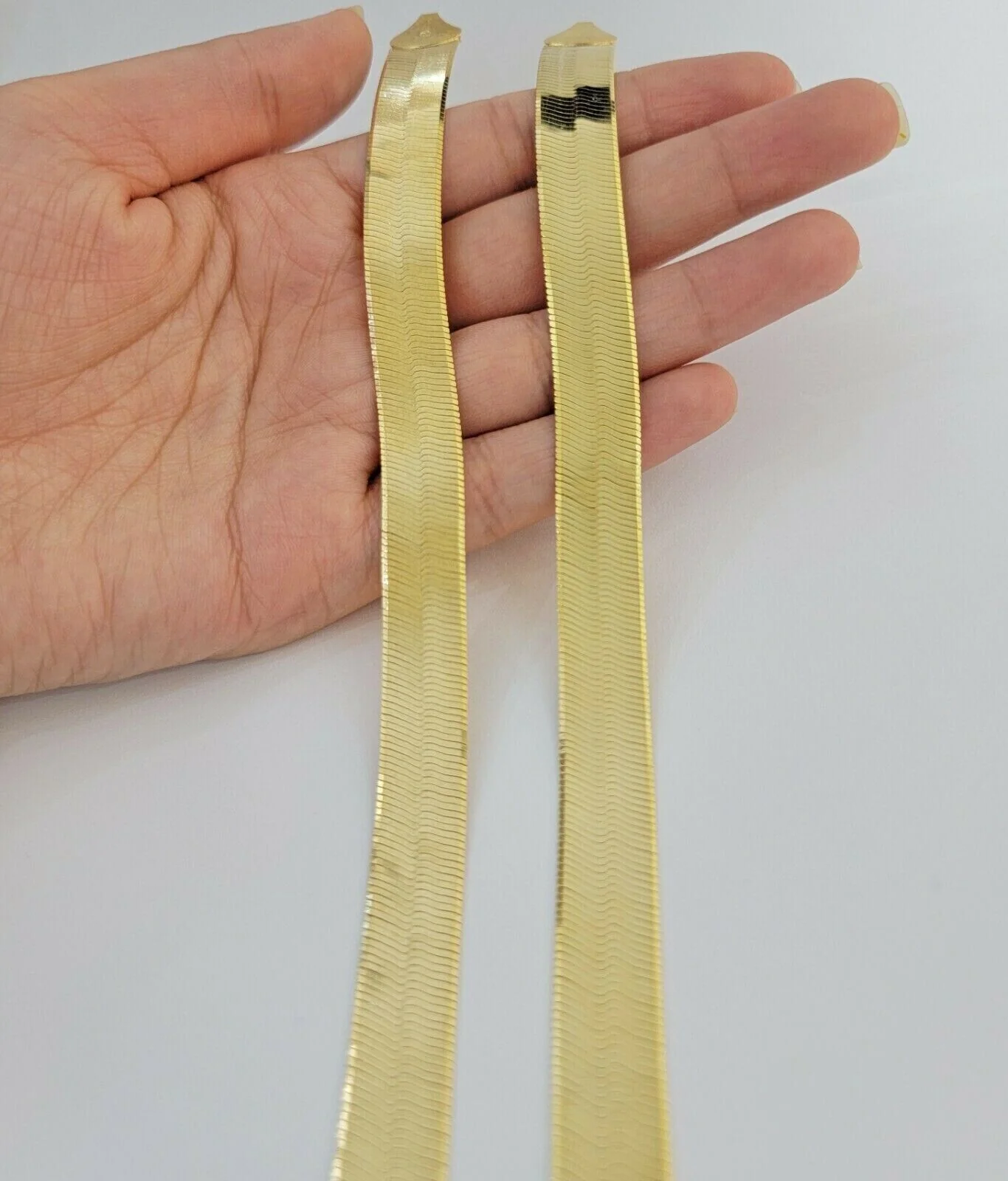Real 10k Yellow Gold 12mm Herring Bone Chain Necklace 20'' Inch Lobster lock - Image 8