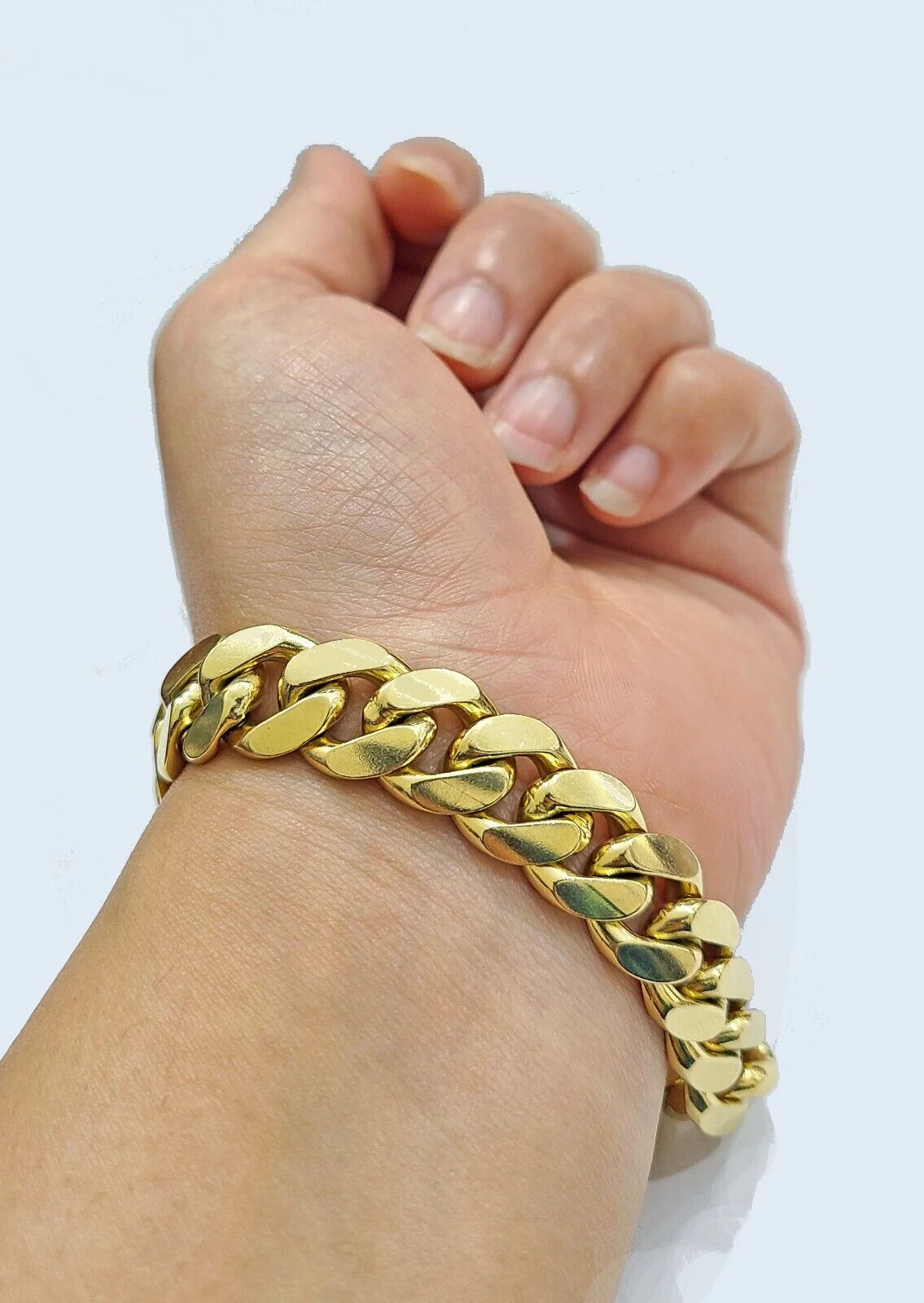 Real 10k Yellow Gold 13mm Miami Cuban Link Bracelet 8.5 ''inch 10kt Unisex - Image 2