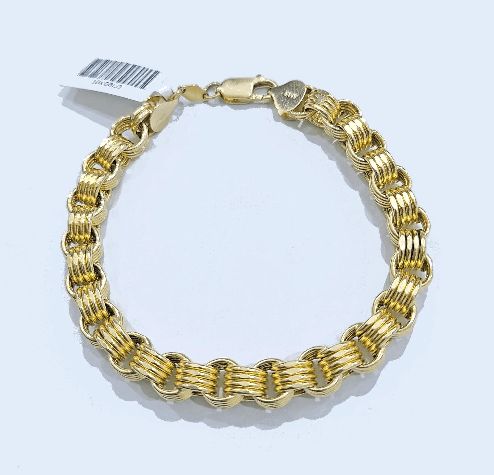 Real 10k Yellow Gold 8mm Box Byzantine Bracelet 8" inch 10kt Unisex Men Women - Image 3