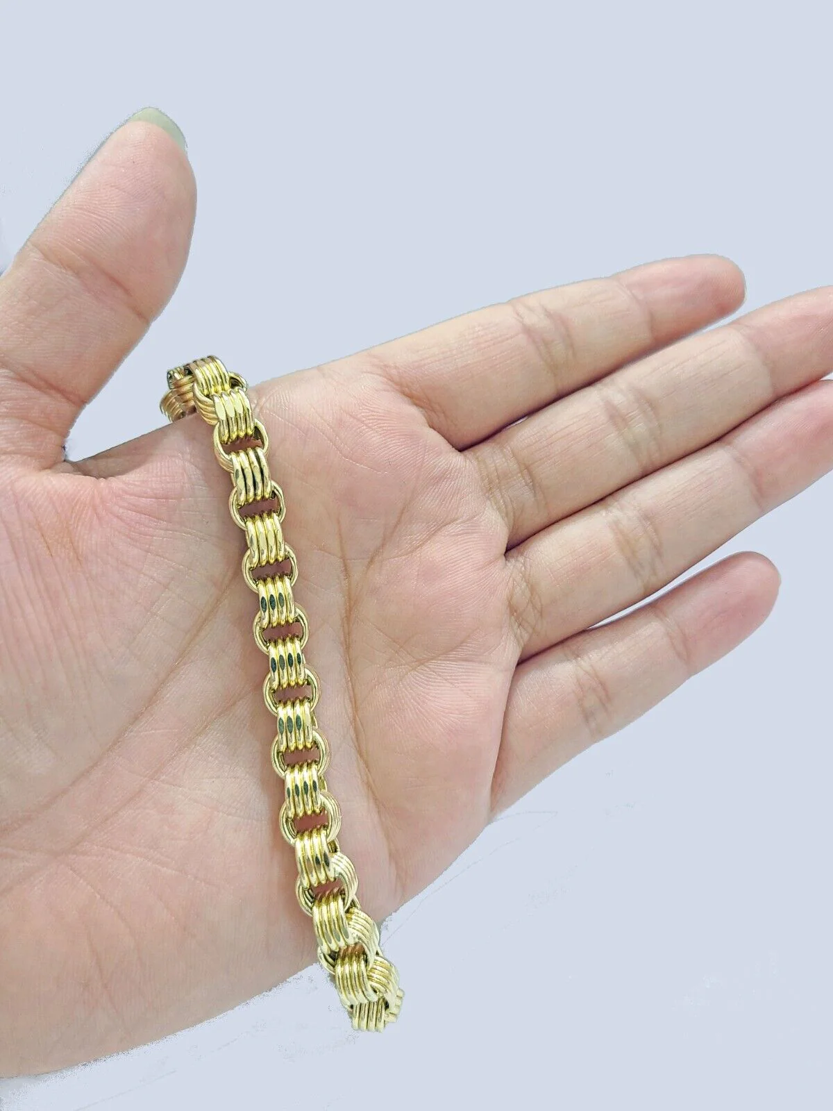 Real 10k Yellow Gold 8mm Box Byzantine Bracelet 8" inch 10kt Unisex Men Women - Image 4