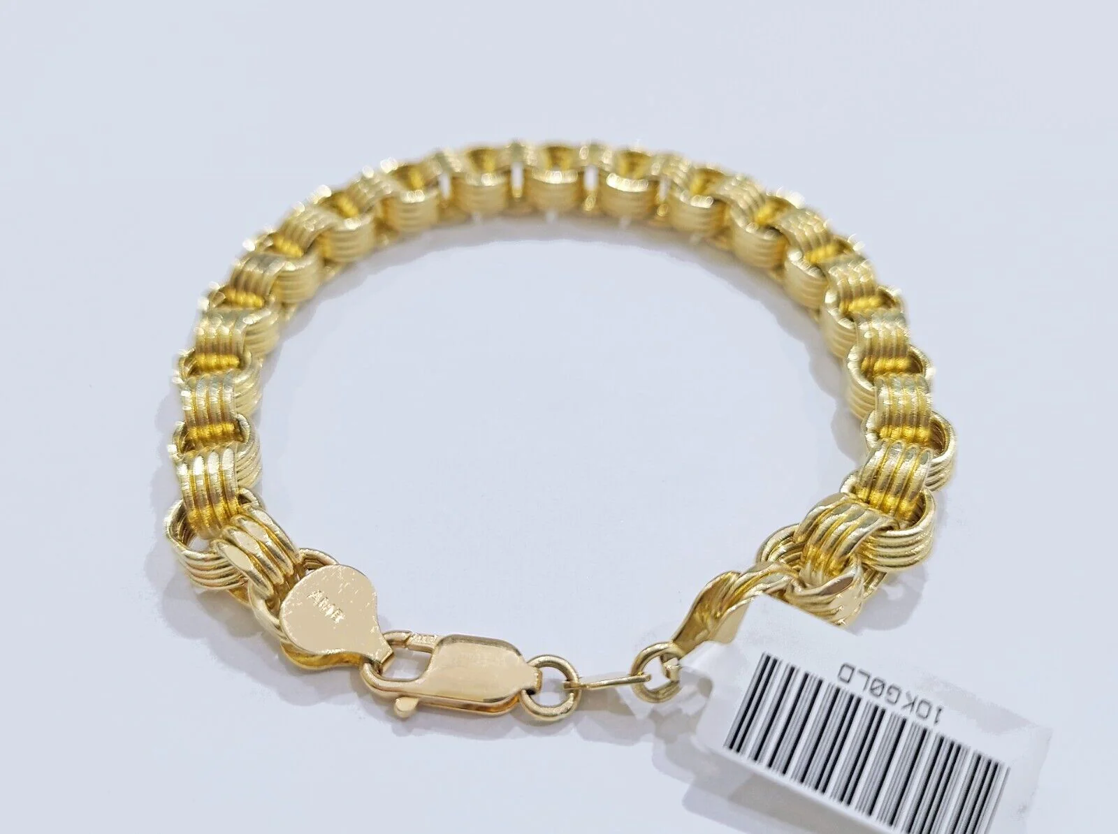 Real 10k Yellow Gold 8mm Box Byzantine Bracelet 8" inch 10kt Unisex Men Women - Image 5