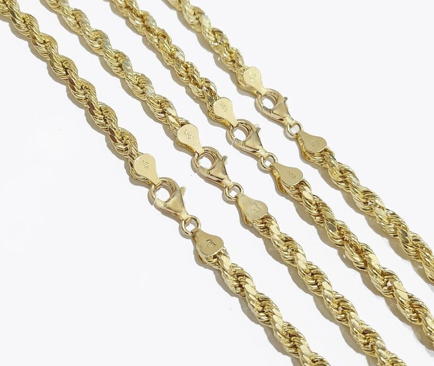Real 10k Yellow Gold 8mm Rope Chain Necklace 18 in- 30 Inch Diamond Cuts 10kt - Image 4