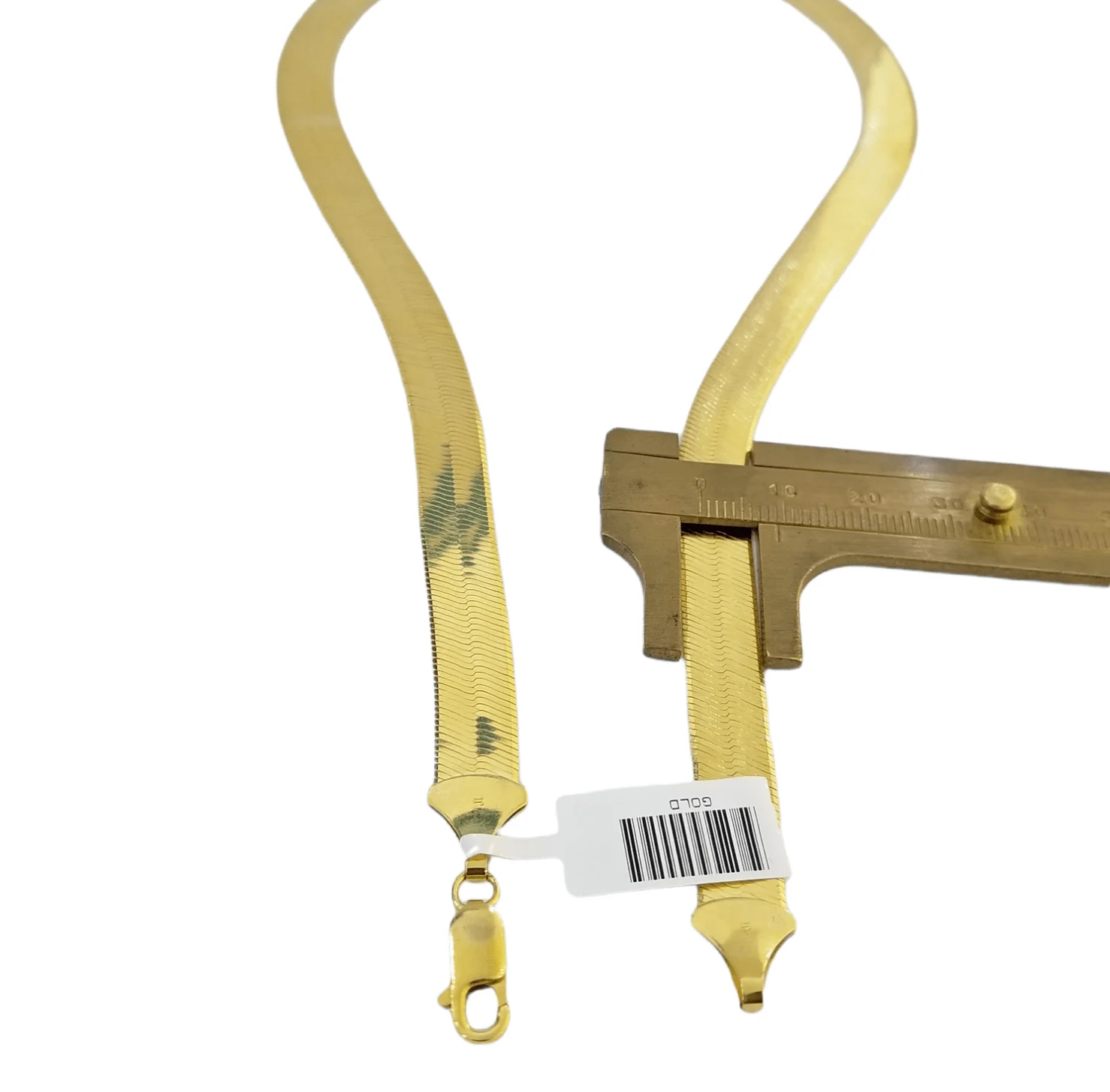 Real 10k Yellow Gold 9mm Herring Bone Chain Necklace 22" Inch Lobster lock - Image 2