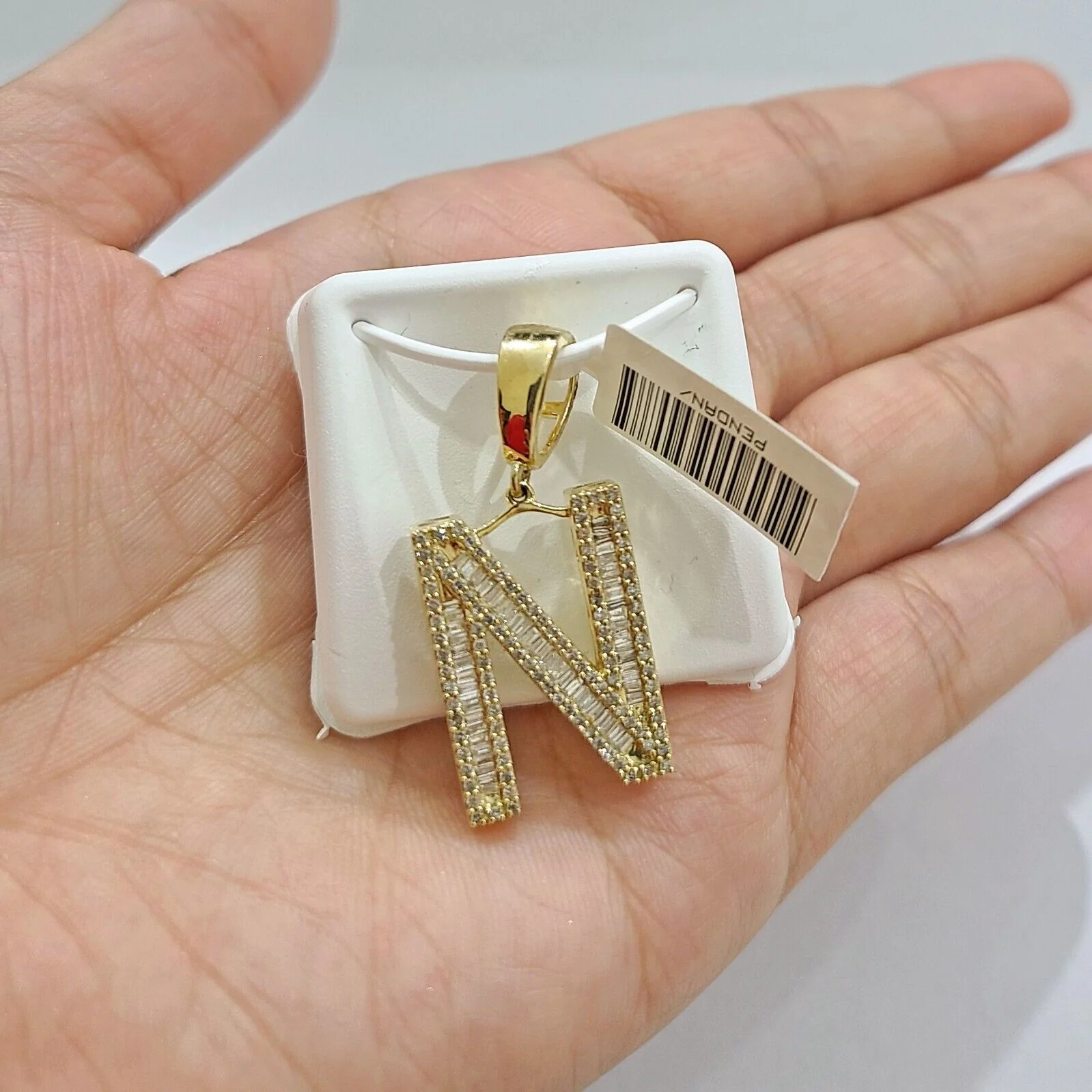 Real 10K Yellow Gold Alphabets Diamond Cut Charm A-Z Pendant Initials - Image 5