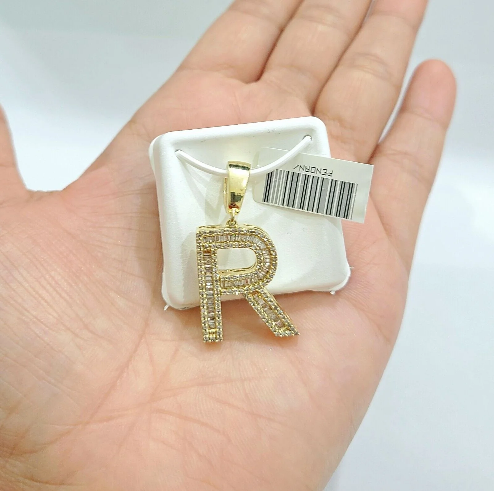 Real 10K Yellow Gold Alphabets Diamond Cut Charm A-Z Pendant Initials - Image 8