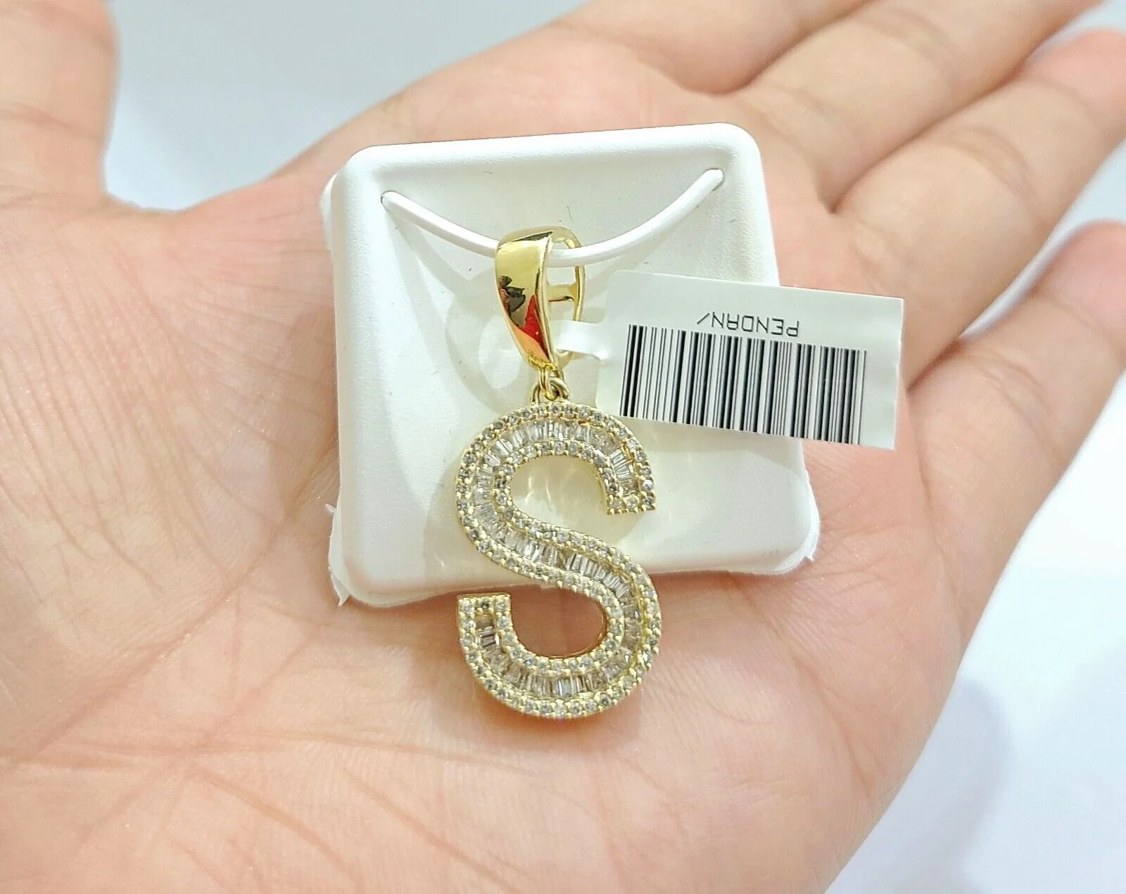 Real 10K Yellow Gold Alphabets Diamond Cut Charm A-Z Pendant Initials - Image 9