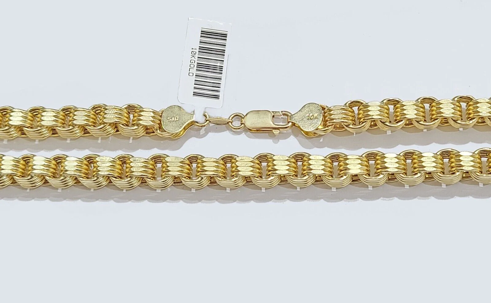 Real 10k Yellow Gold Box Byzantine Chain 7mm 22" inch Unisex 10kt Necklace Men's - Image 5