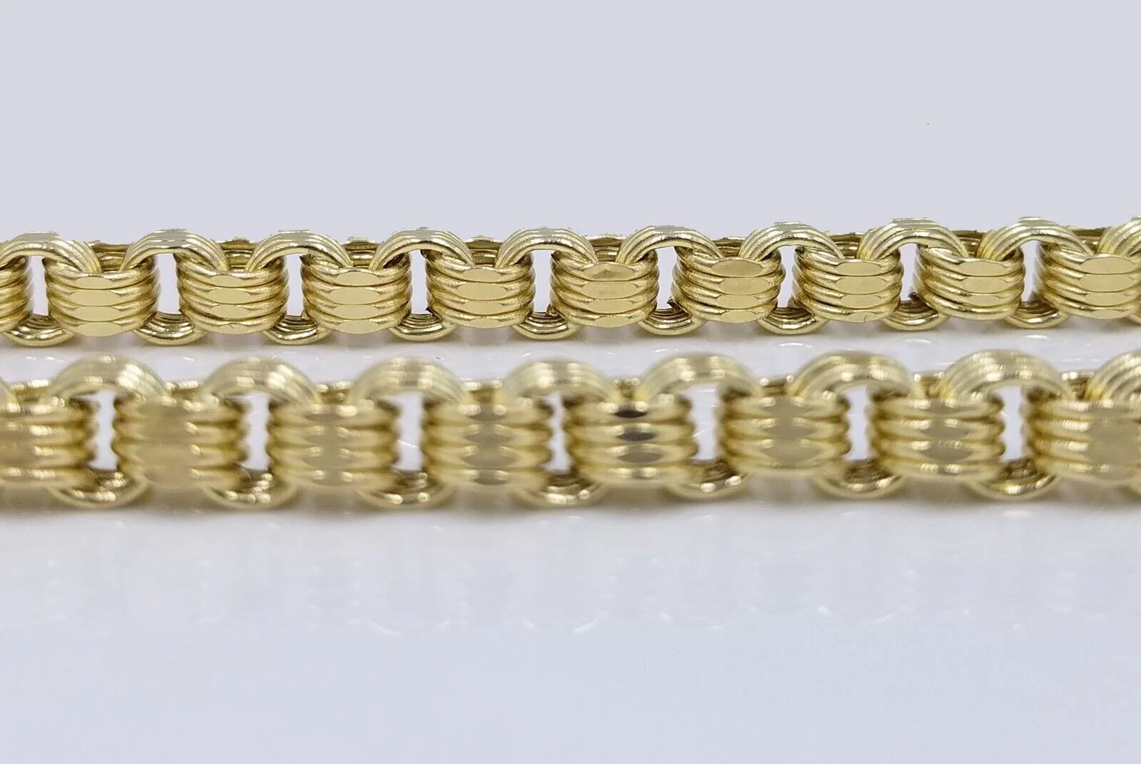 Real 10k Yellow Gold Box Byzantine Necklace 6.5mm 24" inch For Men 10kt Chain - Image 7