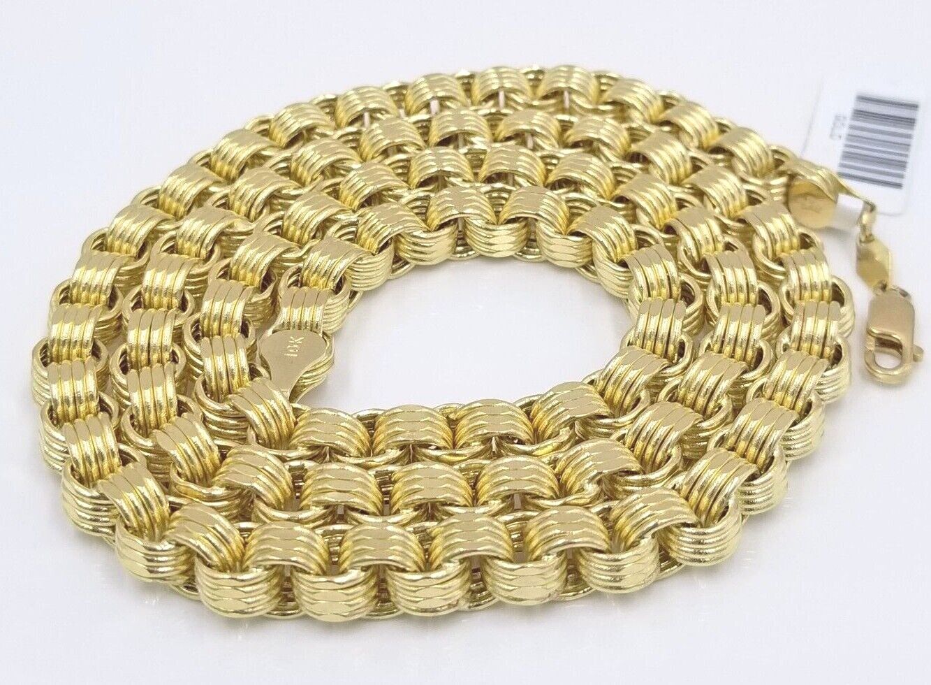 Real 10k Yellow Gold Box Byzantine Necklace 6.5mm 26" inch For Men 10kt Chain - Image 3