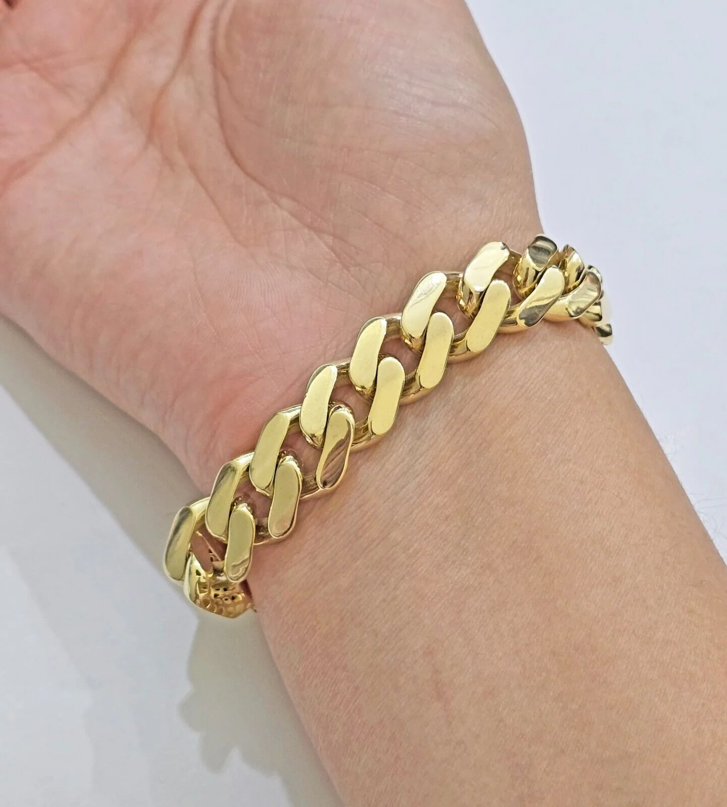 Real 10k Yellow Gold Bracelet 13mm 7.5 Inch Royal Monaco Cuban Link Men Box Lock - Image 4