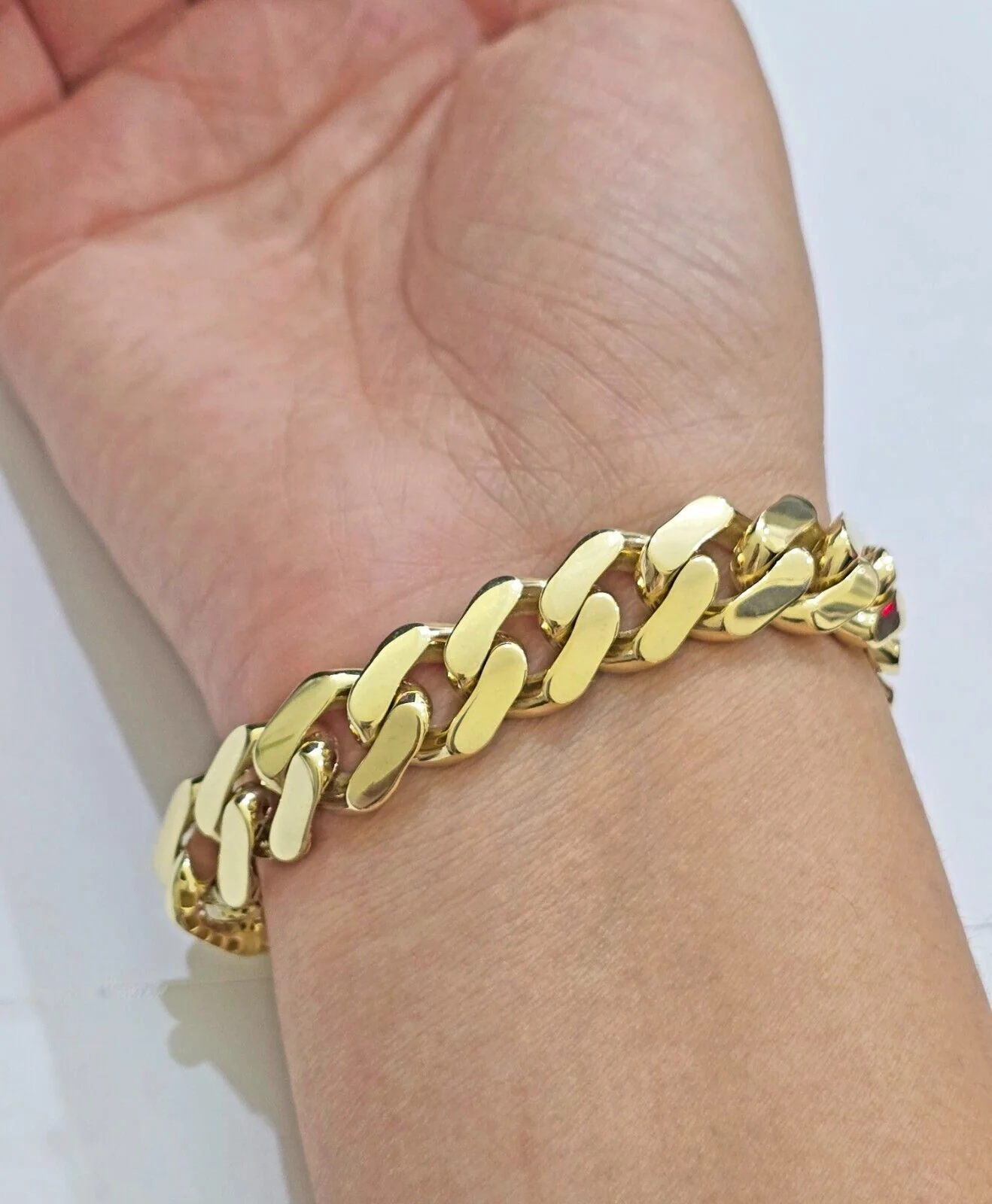 Real 10k Yellow Gold Bracelet 13mm 7.5 Inch Royal Monaco Cuban Link Men Box Lock - Image 7