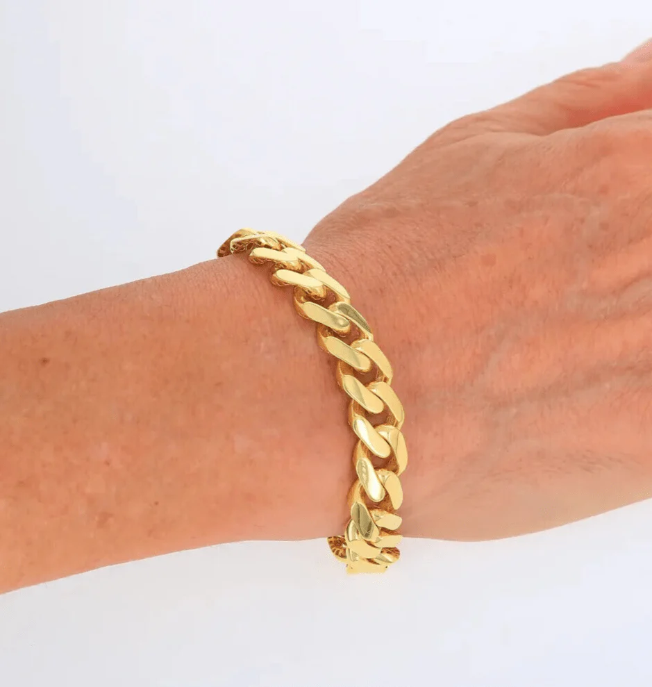 Real 10k Yellow Gold Bracelet 13mm 7.5 Inch Royal Monaco Cuban Link Men Box Lock - Image 9