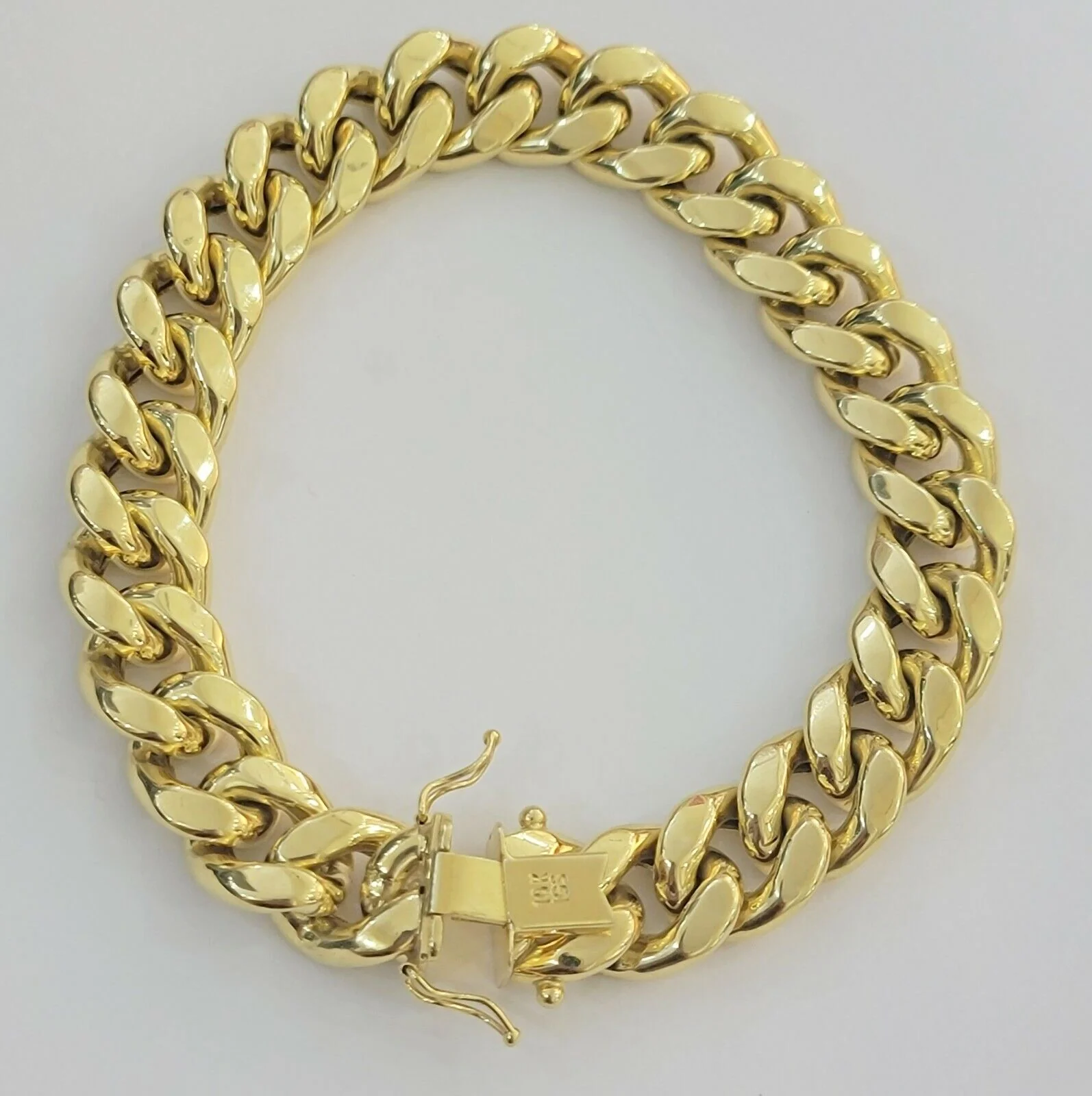 Real 10k Yellow Gold Bracelet 13mm 8 Inch Miami Cuban Link Mens 10KT Strong Link - Image 6