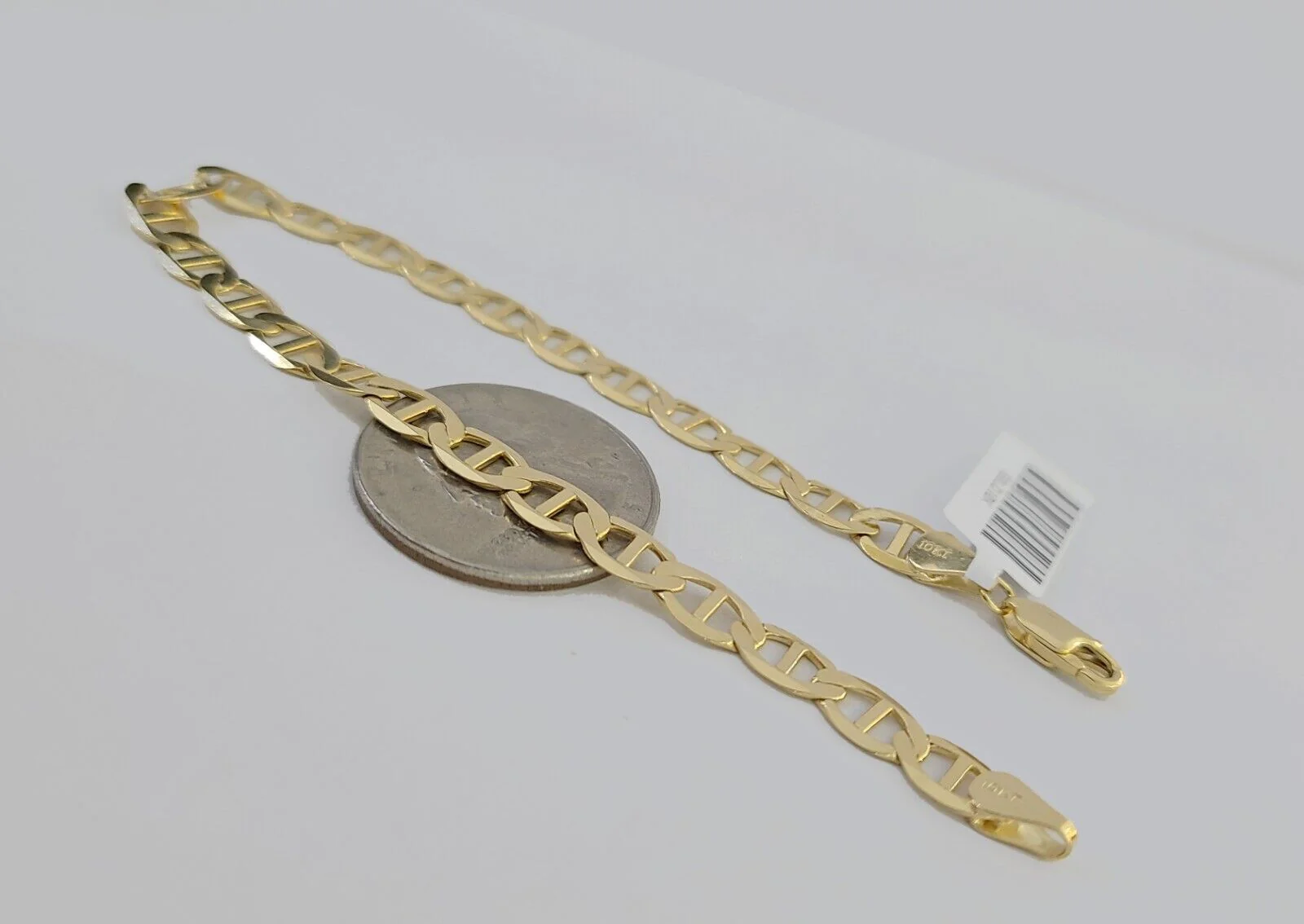 REAL 10k Yellow Gold Bracelet 6mm Anchor Mariner 8" Inch Lobster Lock - Image 4