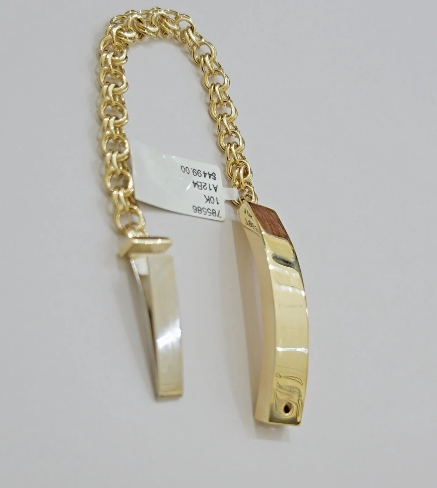 Real 10k Yellow Gold Bracelet Chino ID Name Plate 6.25" SOLID LINK KIDS / Women - Image 7