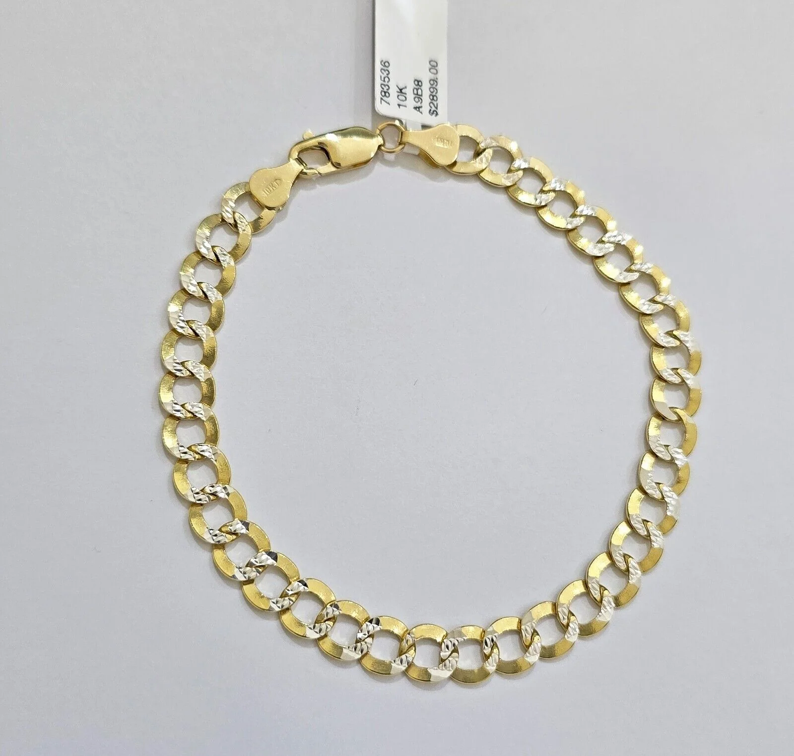 Real 10k Yellow Gold Bracelet Cuban Curb link 7mm 8 Inch Two-tone Cuts SOLID 10k - Image 4