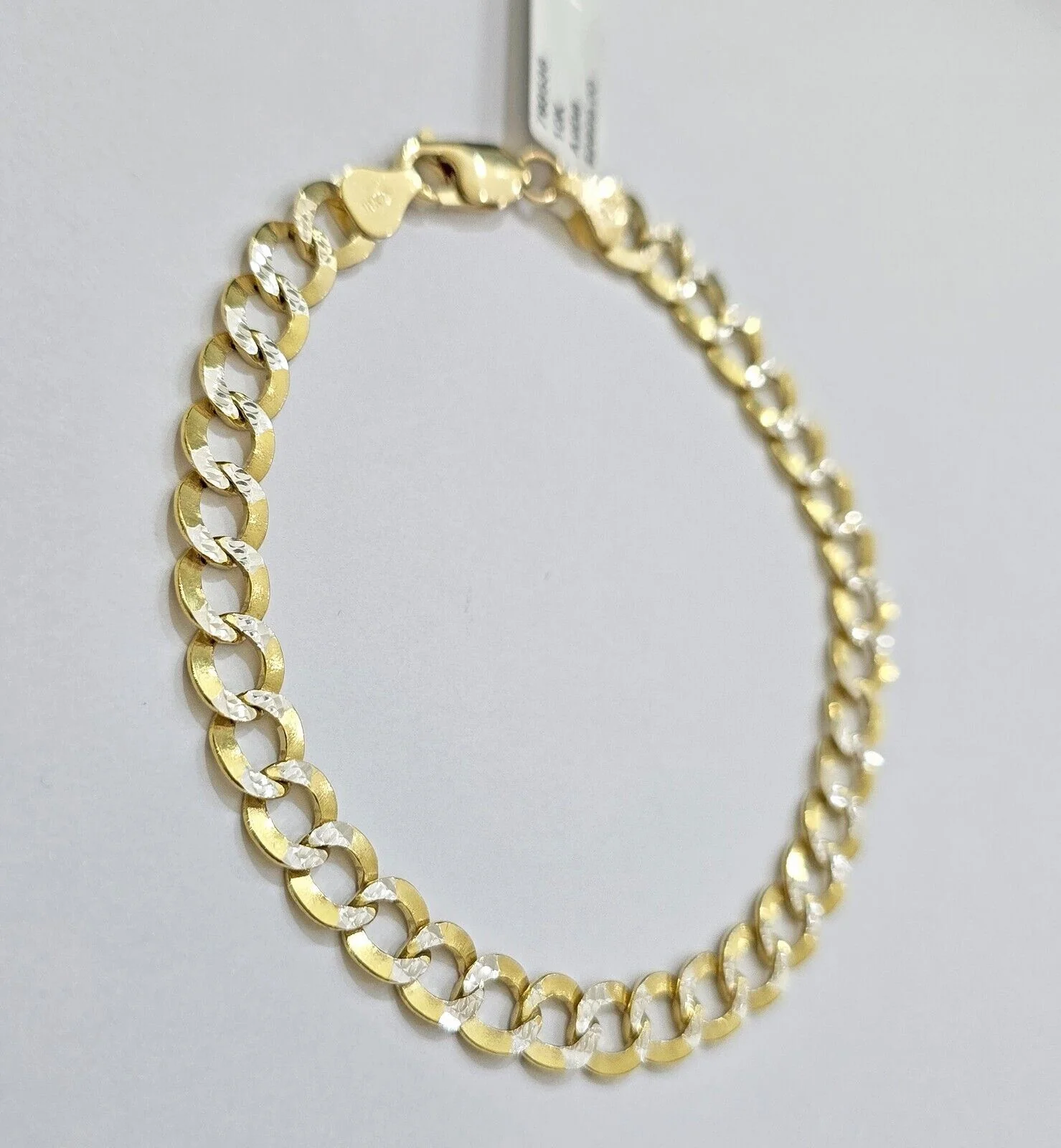 Real 10k Yellow Gold Bracelet Cuban Curb link 8mm 8.5" Two-tone Cuts SOLID 10k - Image 5