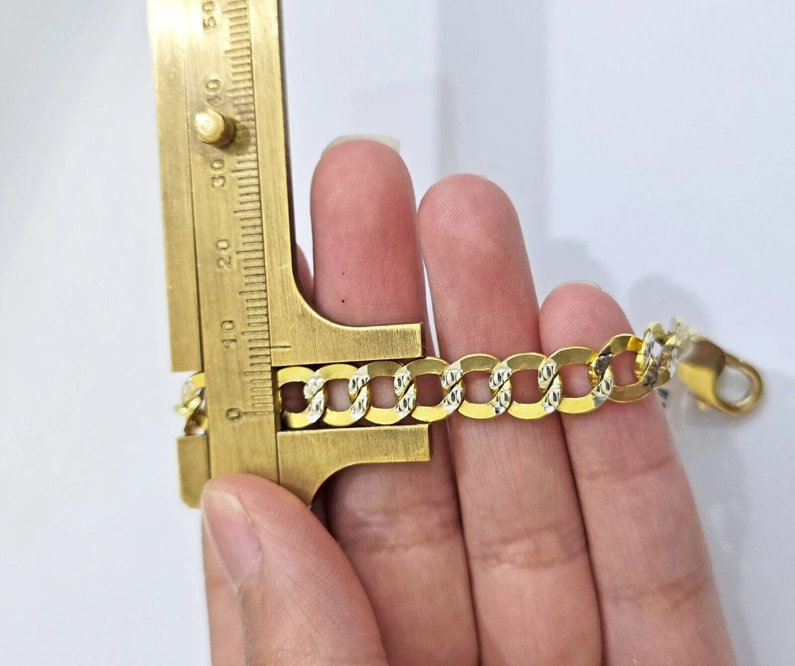 Real 10k Yellow Gold Bracelet Cuban Curb link 8mm 8.5" Two-tone Cuts SOLID 10k - Image 6