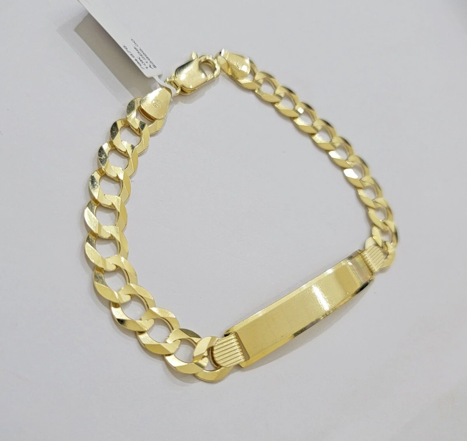Real 10k Yellow Gold Bracelet ID Cuban Curb Link 9 mm 8.5 Inch Name Plate SOLID - Image 3