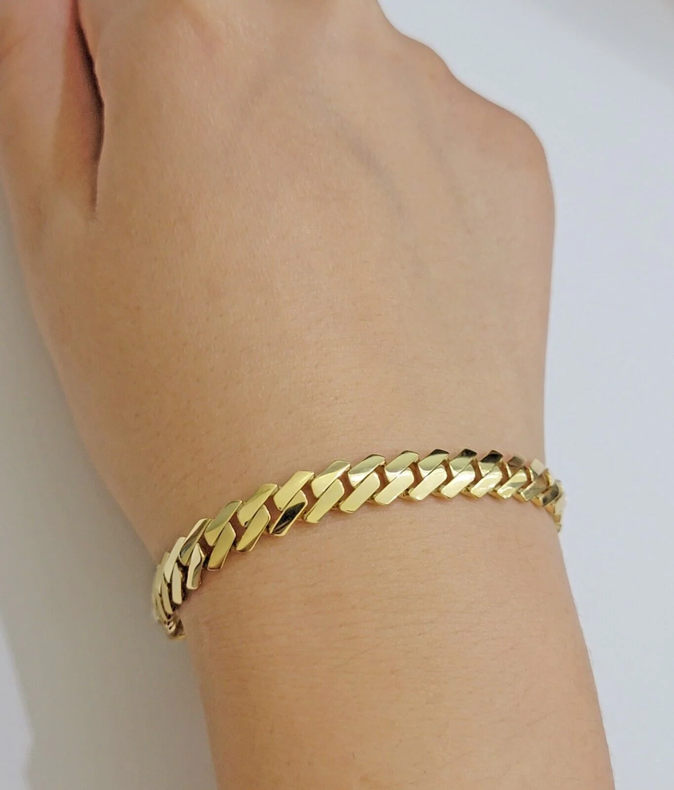 Real 10k Yellow Gold Bracelet Ladies 7.25 Inch 7mm Royal Monaco Cuban Link Women - Image 10