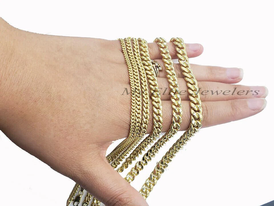 REAL 10k yellow Gold bracelet Miami Cuban Link 6MM-9Mm 7-9" Mens Box Clasp ,Rope - Image 12