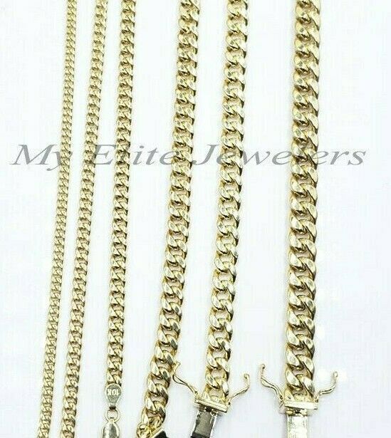 REAL 10k yellow Gold bracelet Miami Cuban Link 6MM-9Mm 7-9" Mens Box Clasp ,Rope - Image 13