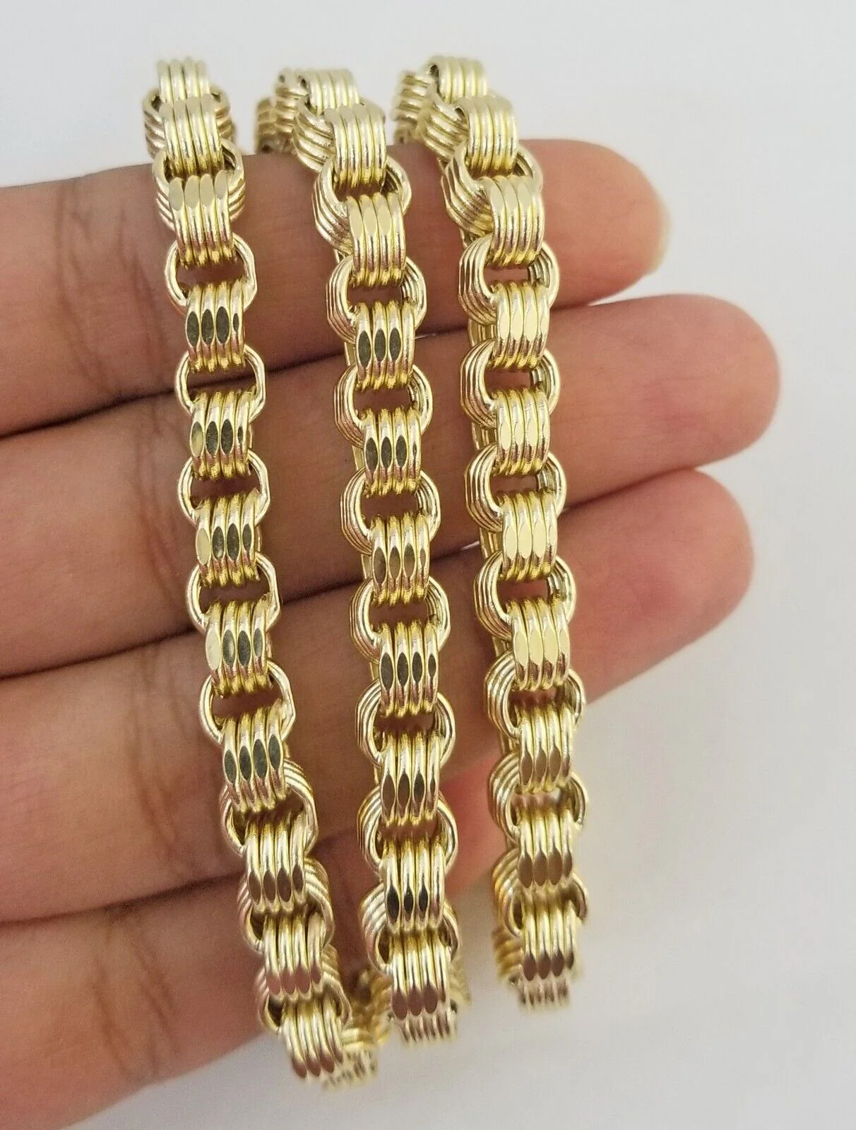 REAL 10k Yellow Gold Byzantine Chain Men's Necklace 6.5mm 24 Inch, 10kt gold - Image 6