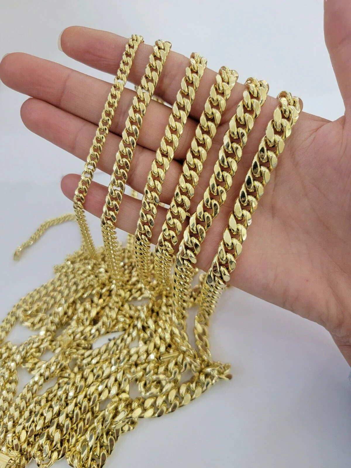 Real 10k Yellow Gold chain Bracelet 5mm-10mm Miami Cuban Link Necklace 8"-30" - Image 2