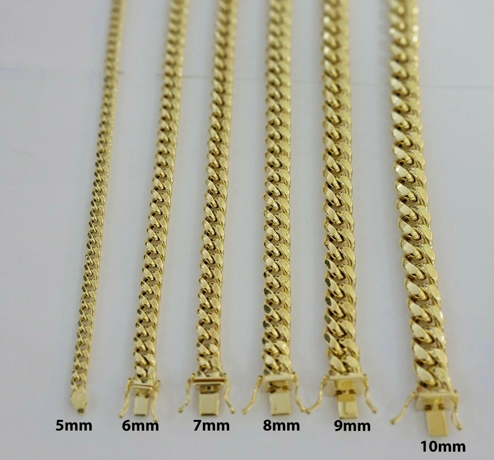 Real 10k Yellow Gold chain Bracelet 5mm-10mm Miami Cuban Link Necklace 8"-30" - Image 8