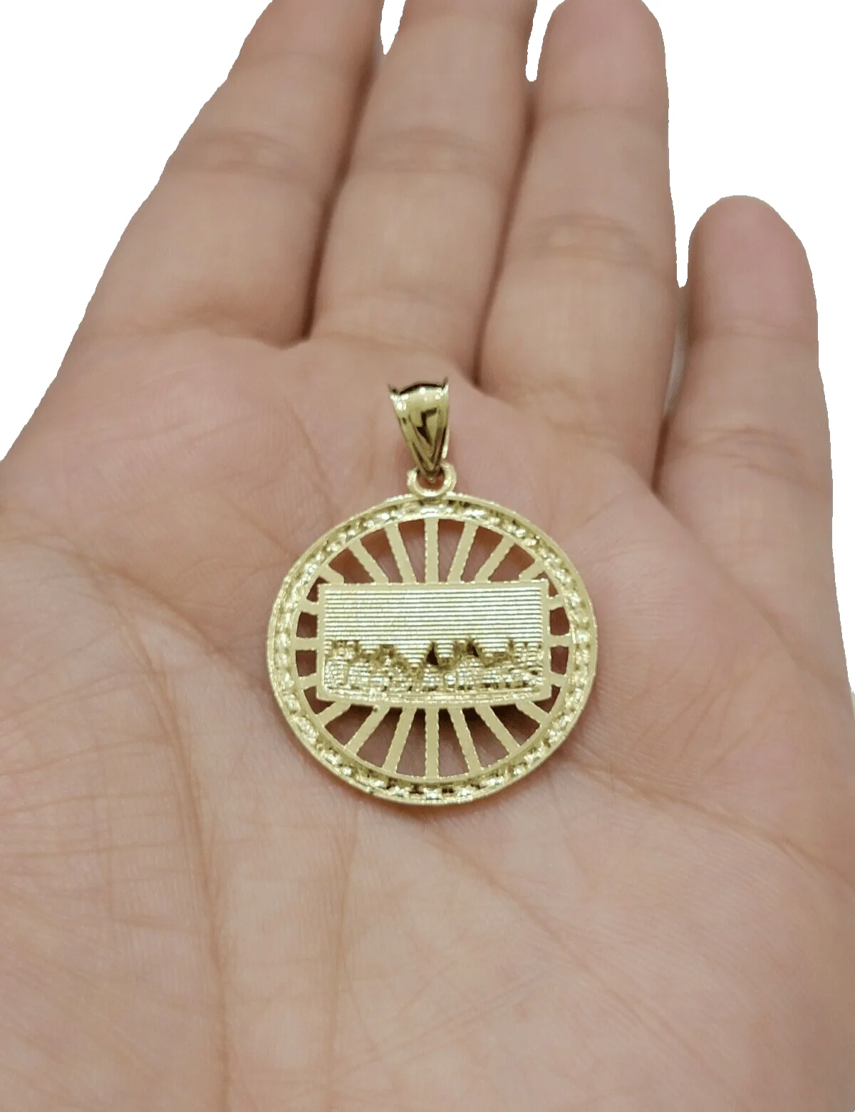 Real 10k Yellow Gold chain Charm Last supper Pendant set Miami Cuban 4mm 22 Inch - Image 3
