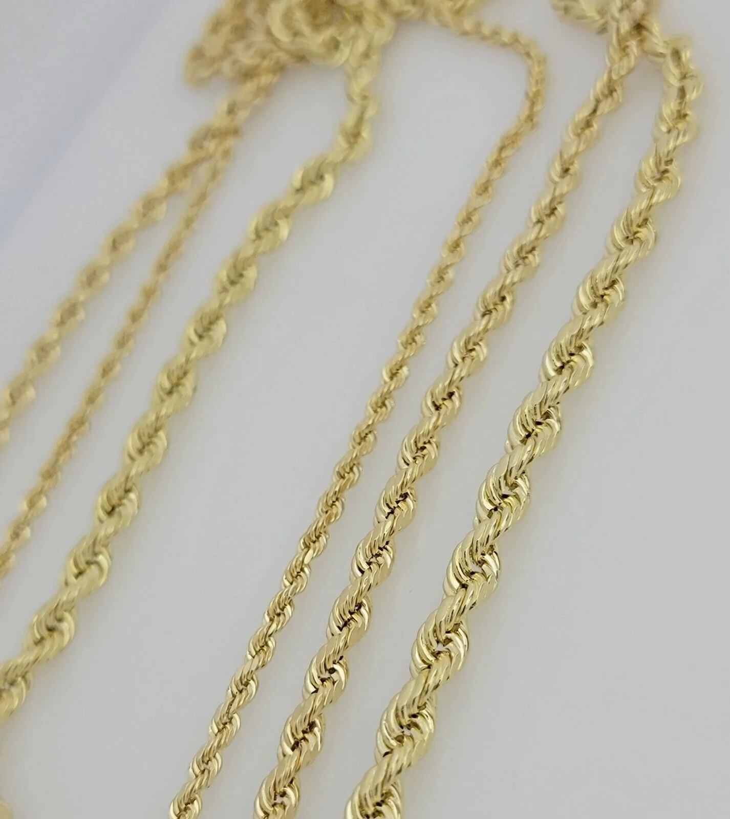 Real 10k Yellow Gold Chain Rope Necklace 3mm 4mm 5mm 18" 20" 22" 24" 26" 28" 30" - Image 2