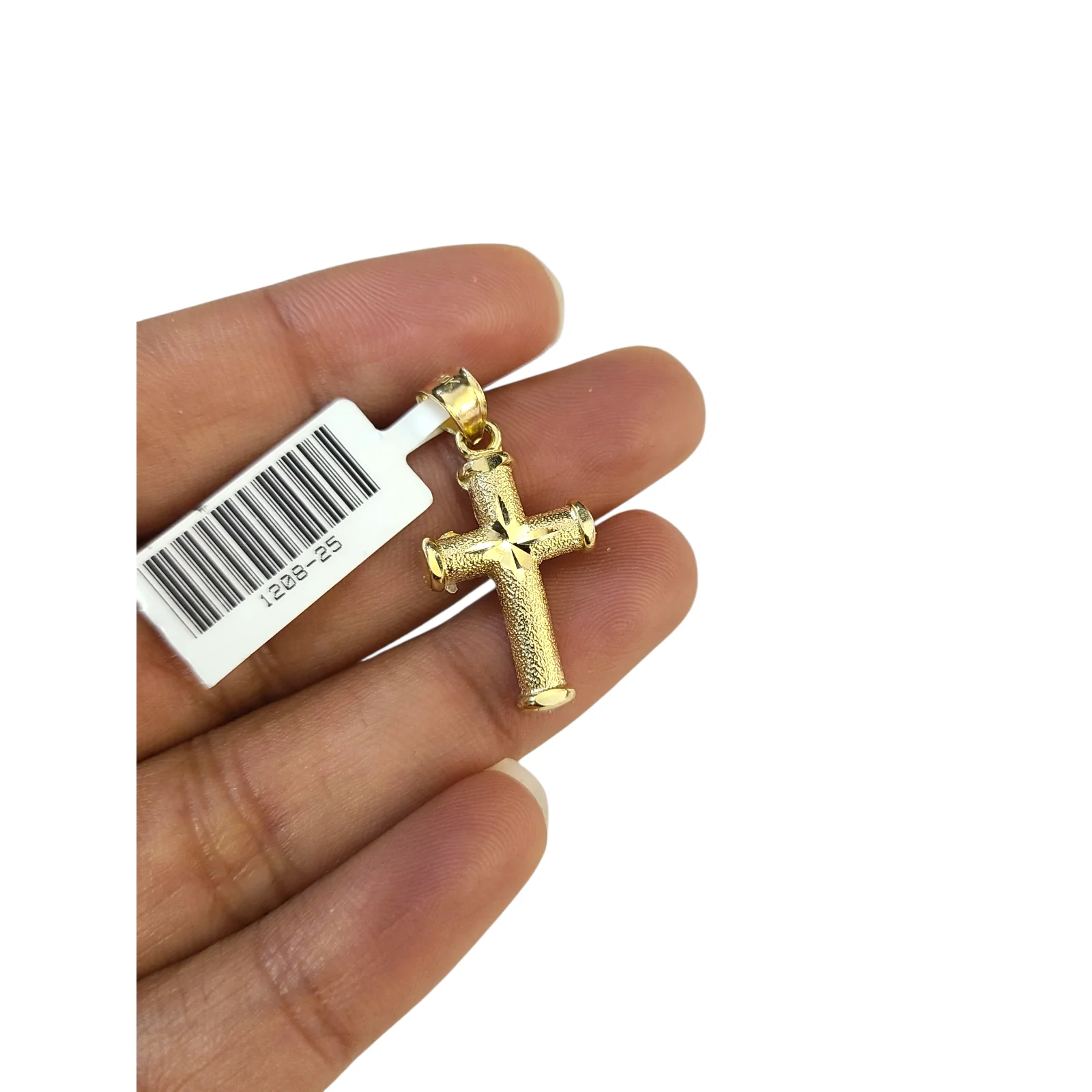 Real 10k Yellow Gold Charm Pendant Cross Diamond Cuts 10KT
