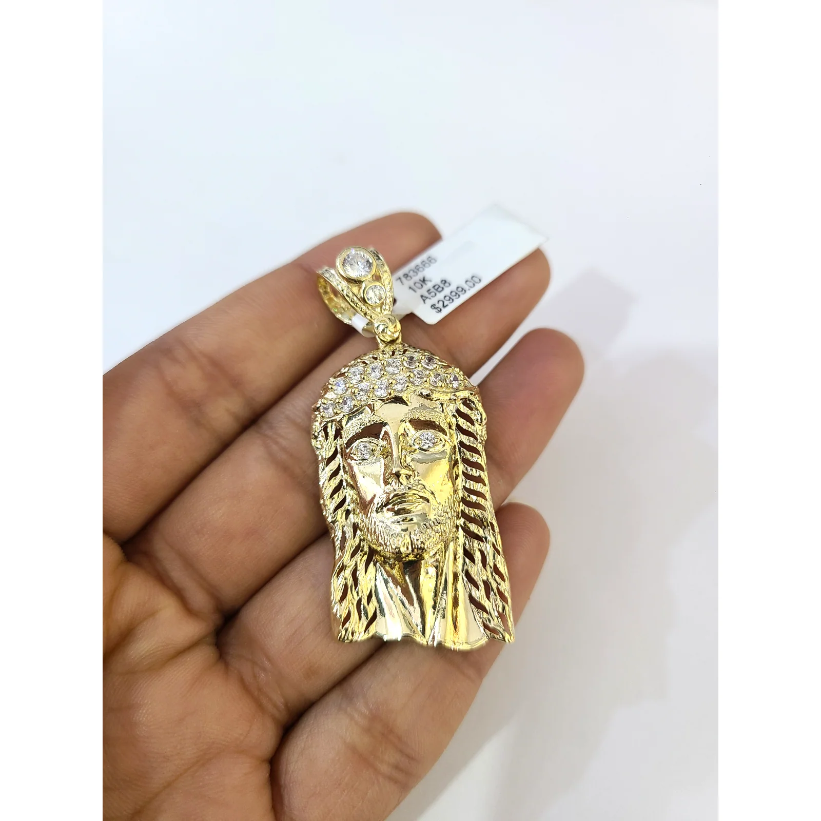 Real 10k Yellow Gold Charm Pendant Jesus Head 10KT - Image 2