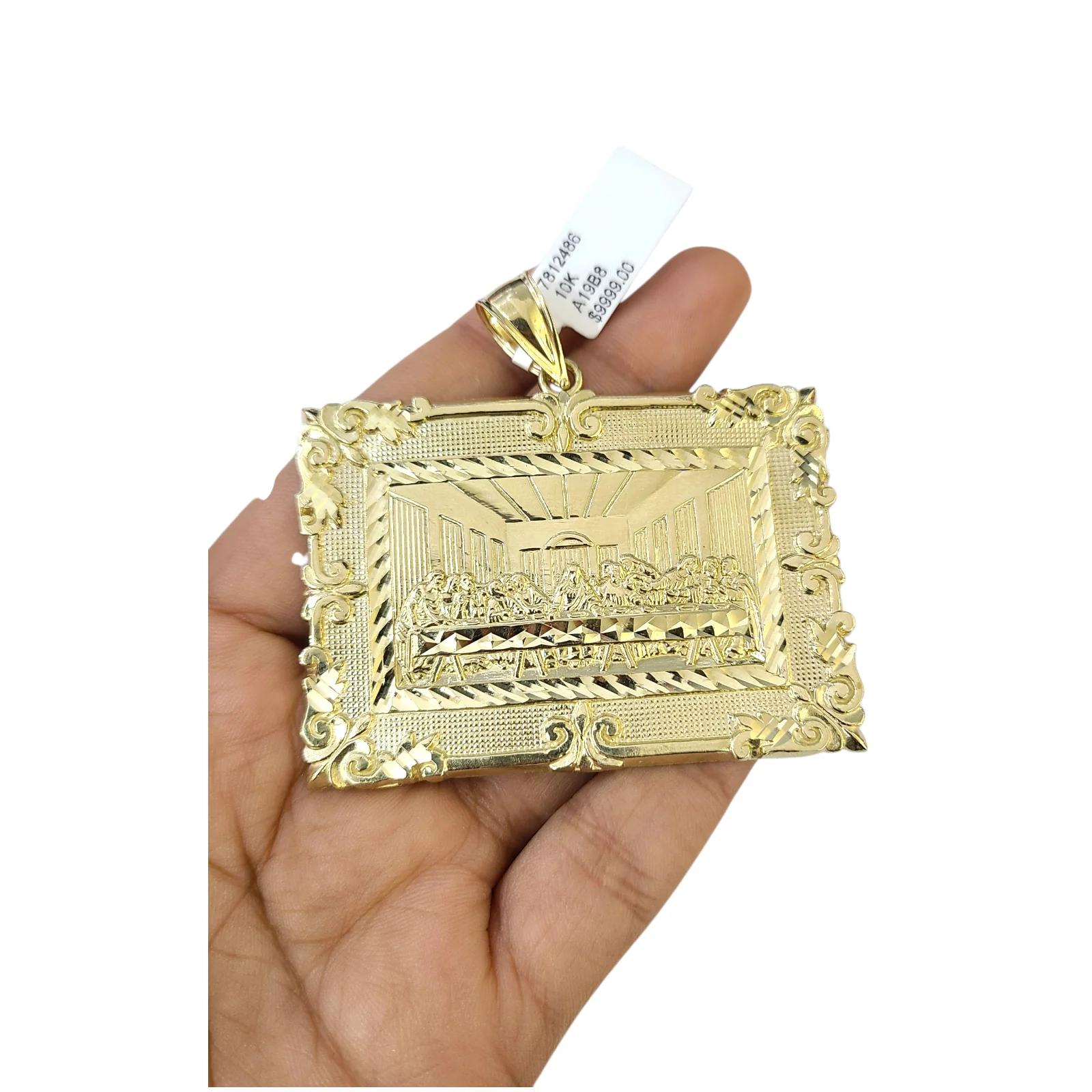 Real 10k Yellow Gold Charm Pendant Last Supper 10KT - Image 3