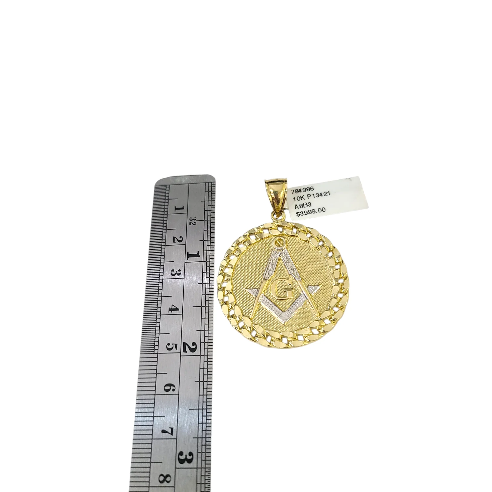 Real 10k Yellow Gold Charm Pendant Medallion 2" Diamond Cuts 10KT - Image 3