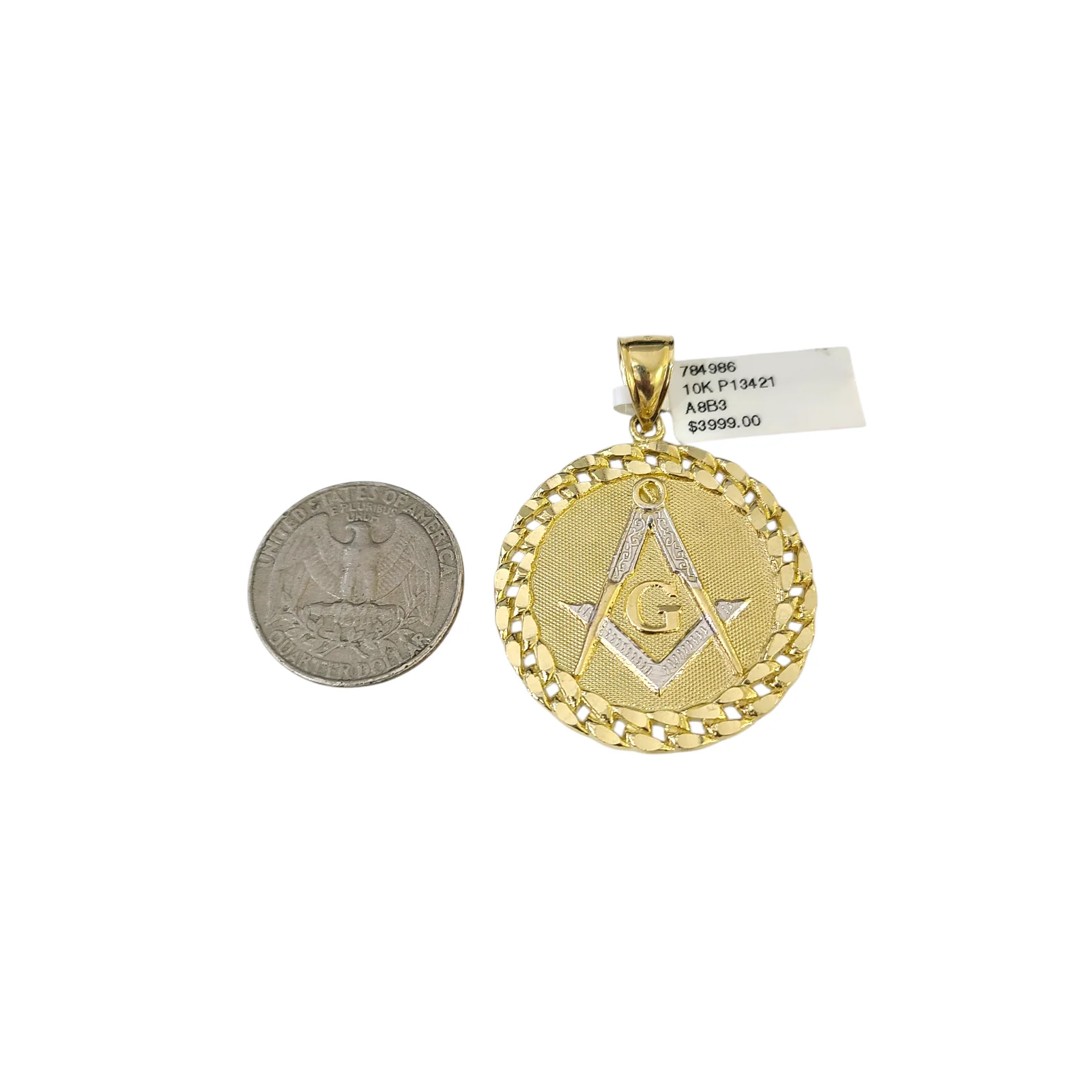Real 10k Yellow Gold Charm Pendant Medallion 2" Diamond Cuts 10KT - Image 4