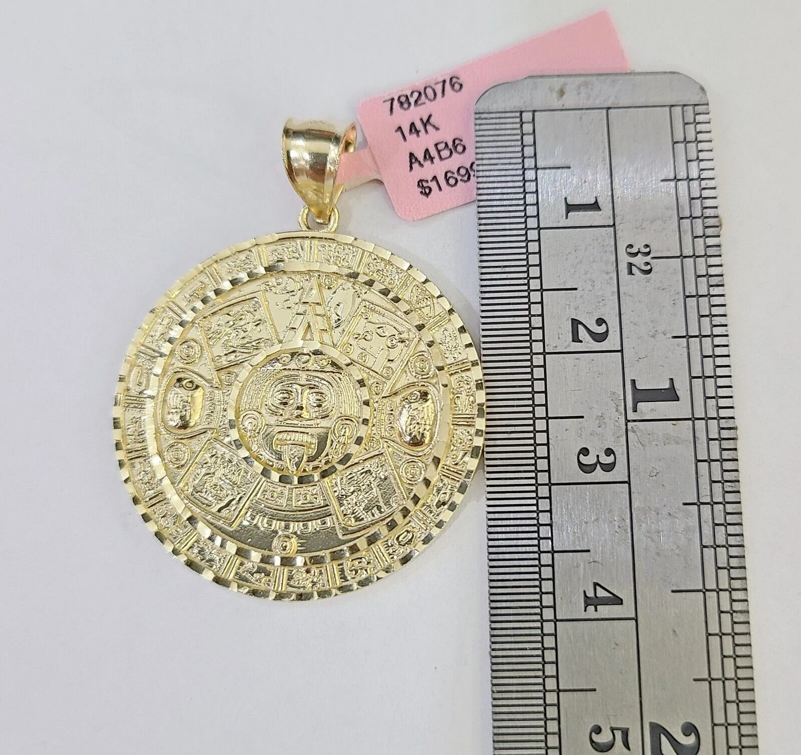 Real 10k Yellow Gold Circular Mayan Calendar / Pendant Charm 10kt - Image 3