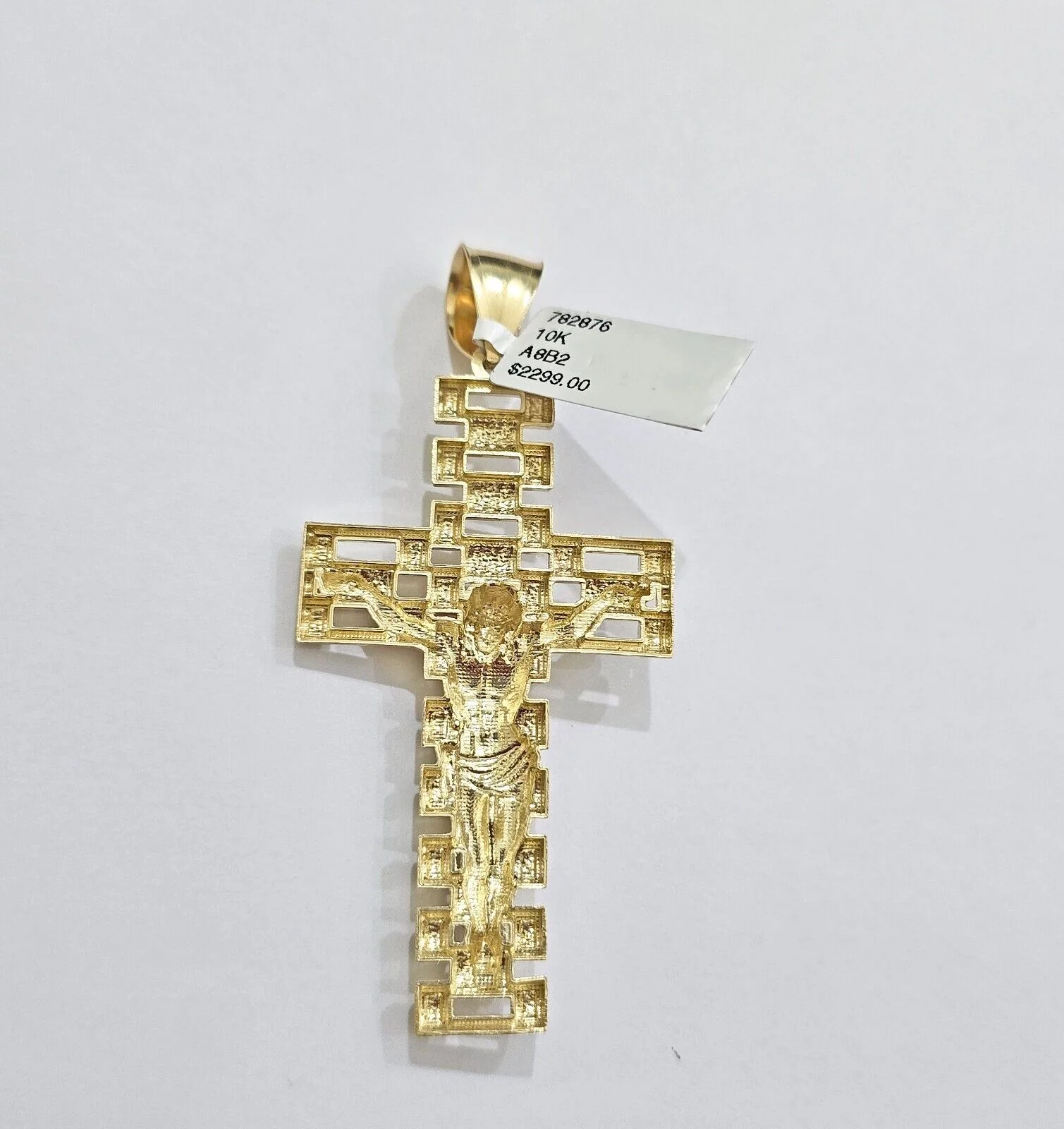 Real 10k Yellow Gold Cross Charm Pendant Mens Jesus Crucifix 3 Inch For Chain - Image 6