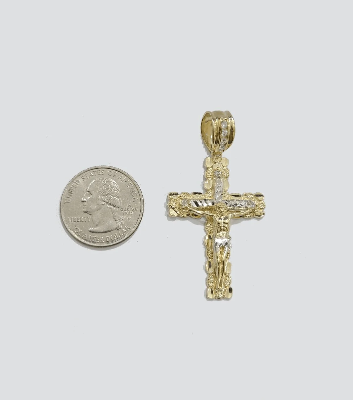 Real 10k Yellow Gold Cross Charm Rope Chain 4mm 30'' Necklace Pendant 10kt Jesus - Image 2