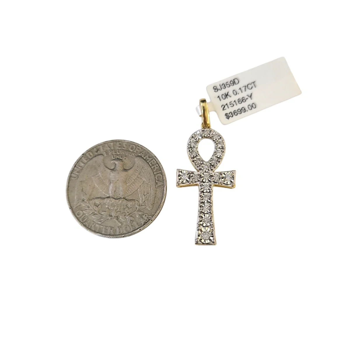 Real 10k Yellow Gold Cross Diamond Charm Pendant 1.5'' inch Genuine 10kt - Image 4