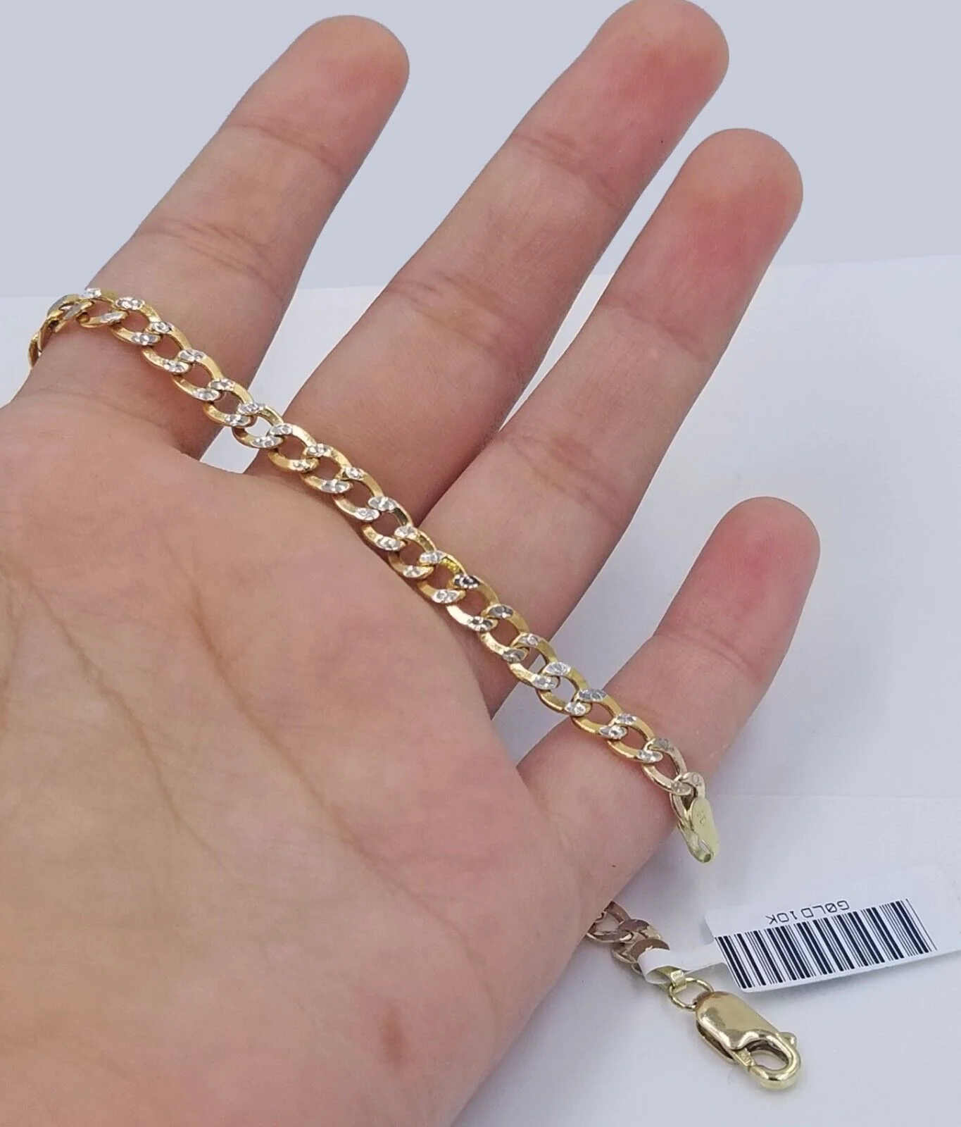 Real 10k Yellow Gold Cuban Curb link 4mm 8" Bracelet Diamond Cut - Image 2