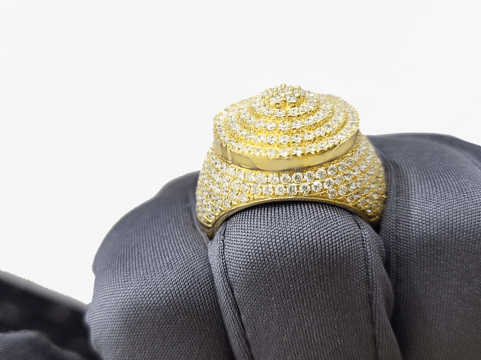 Real 10k Yellow Gold Diamond Lollipop Ring Genuine 3.26CT Diamonds 10kt Size 10 - Image 5