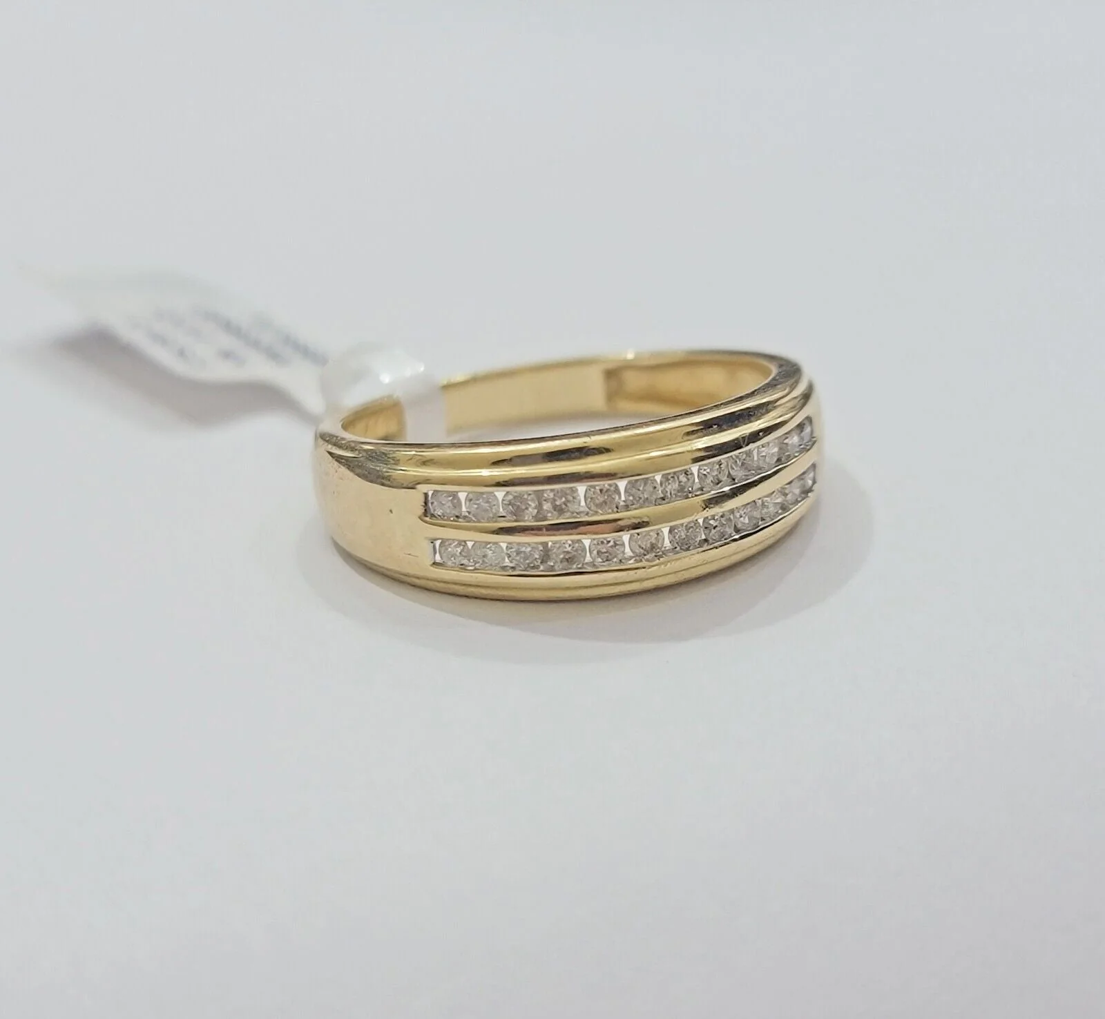Real 10k Yellow Gold Diamond Mens Band Ring Wedding Engagement Anniversary - Image 3