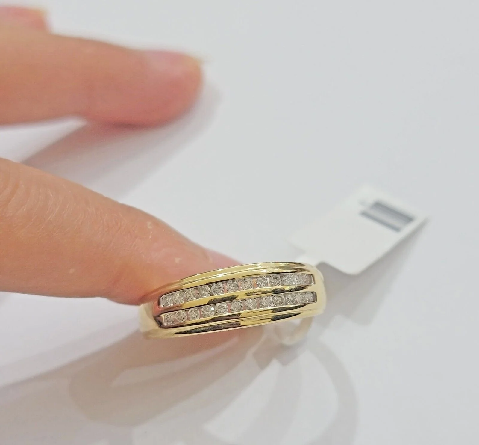 Real 10k Yellow Gold Diamond Mens Band Ring Wedding Engagement Anniversary - Image 5