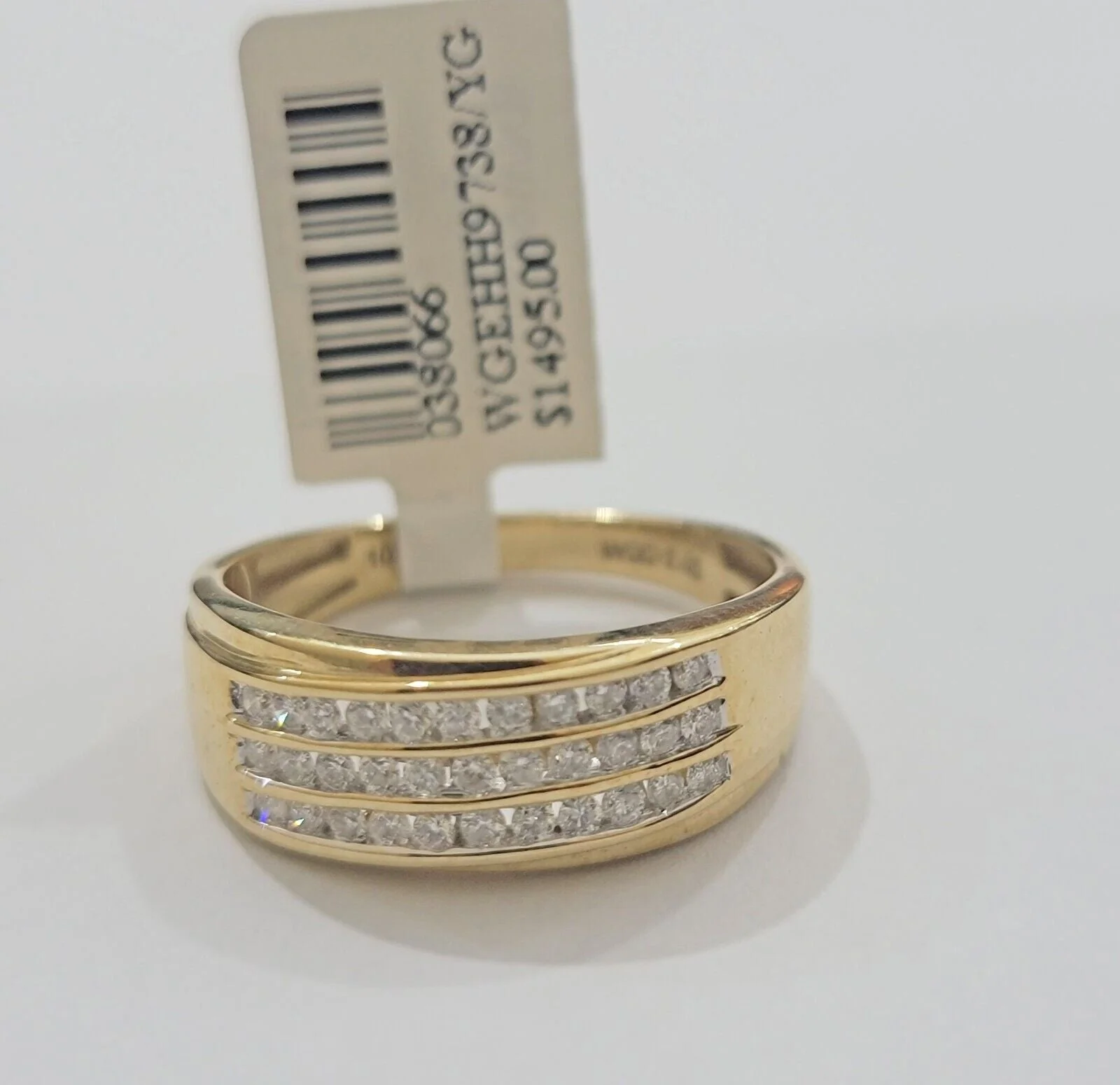 Real 10k Yellow Gold Diamond Mens Ring Band Wedding Engagement, Unique, Genuine Ring Sizes 6,7,8,9,10,11 & 12 - Image 7