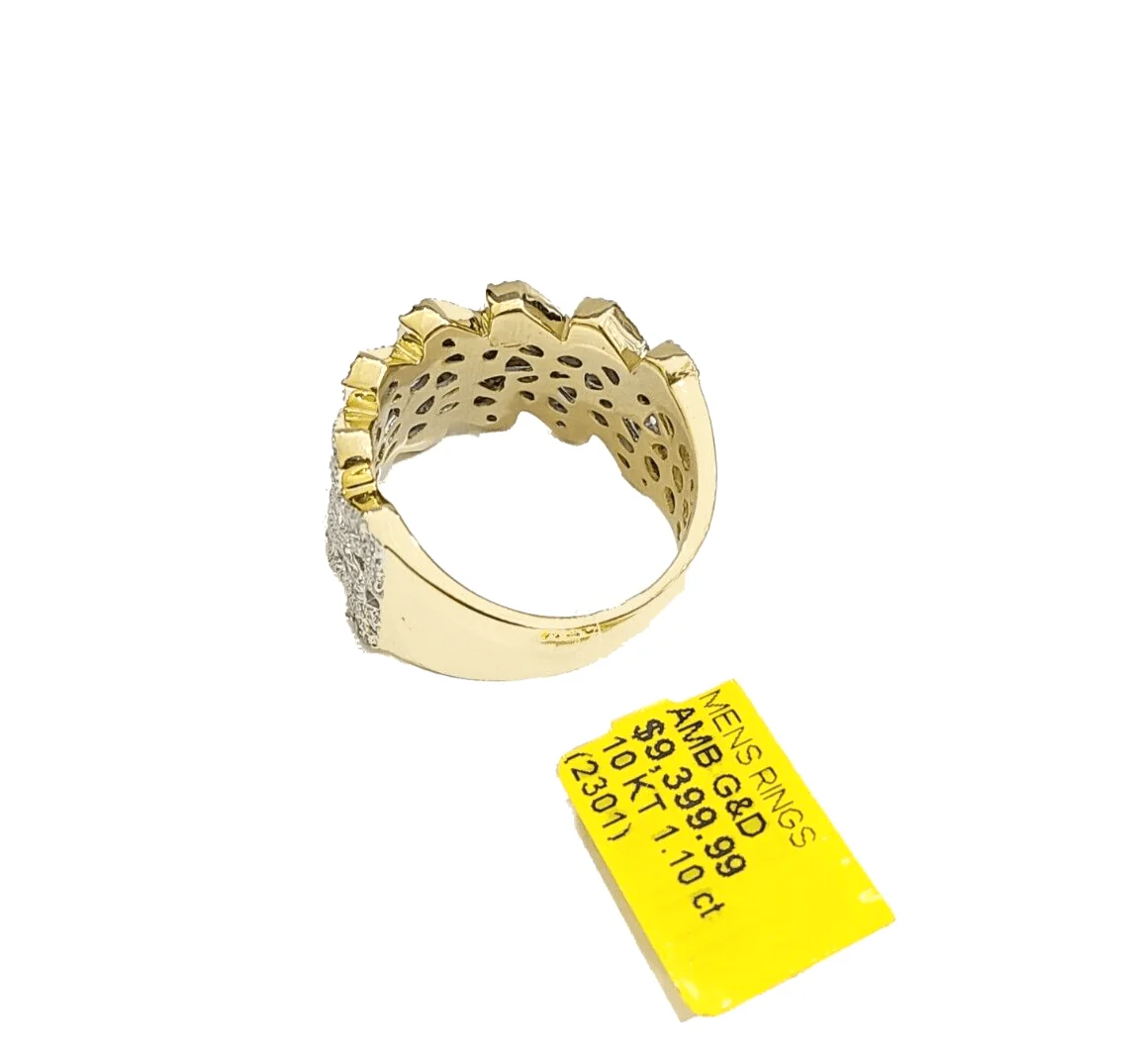 Real 10k Yellow Gold Diamond Ring White Genuine 1.10CT Diamonds 10kt Size 10 - Image 5