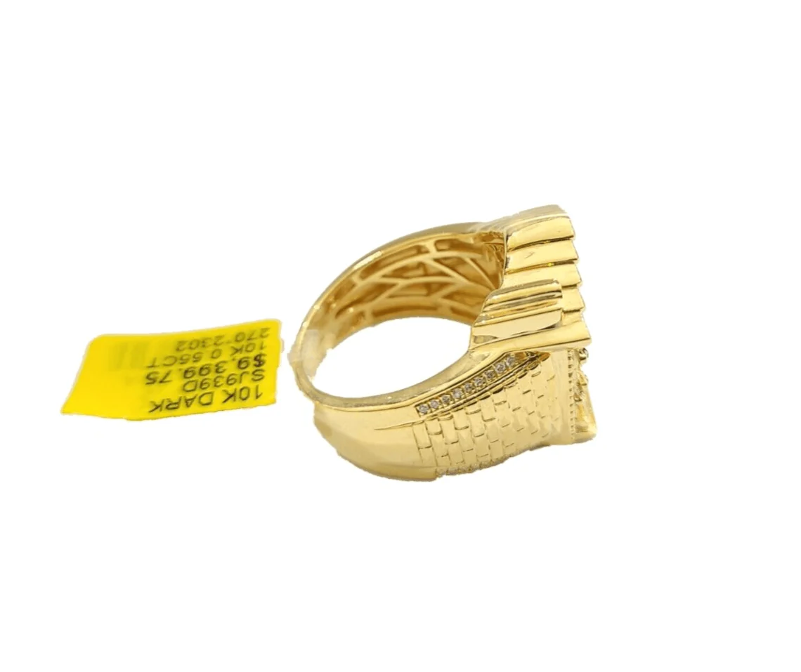 Real 10k Yellow Gold Diamond Trap House Ring White 0.55CT Diamonds 10kt Size 10 - Image 2