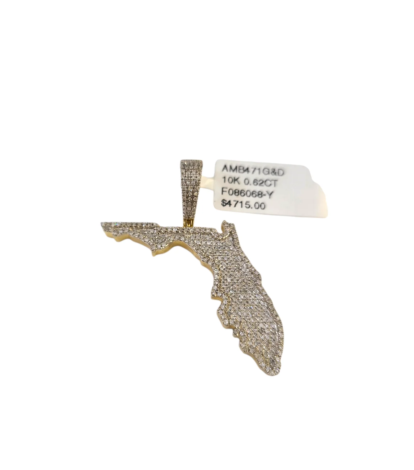 Real 10k Yellow Gold Florida Diamond Charm Pendant 1.5'' inch Genuine 10kt - Image 5